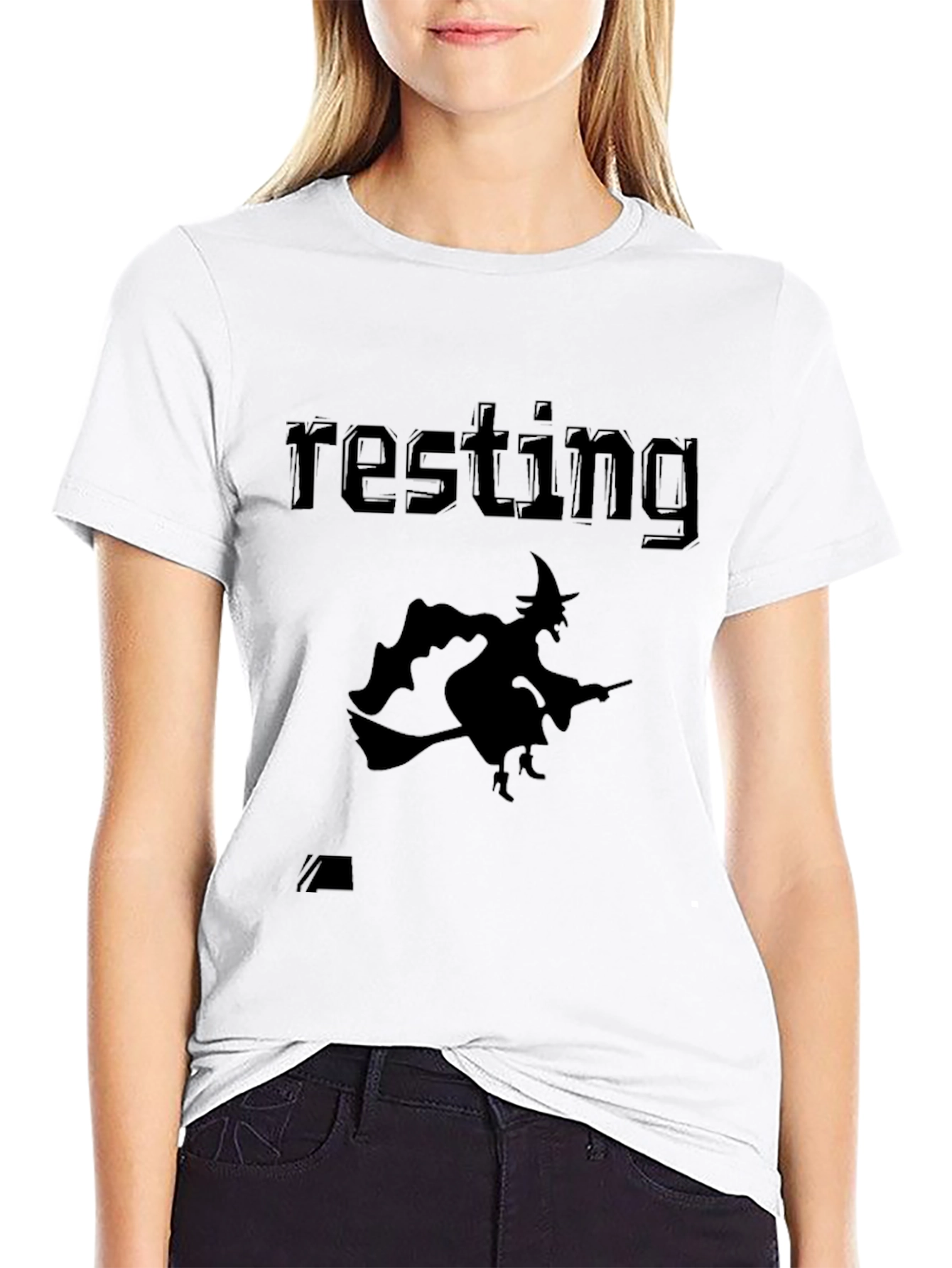 Resting Witch Face Halloween Graphic T-Shirt