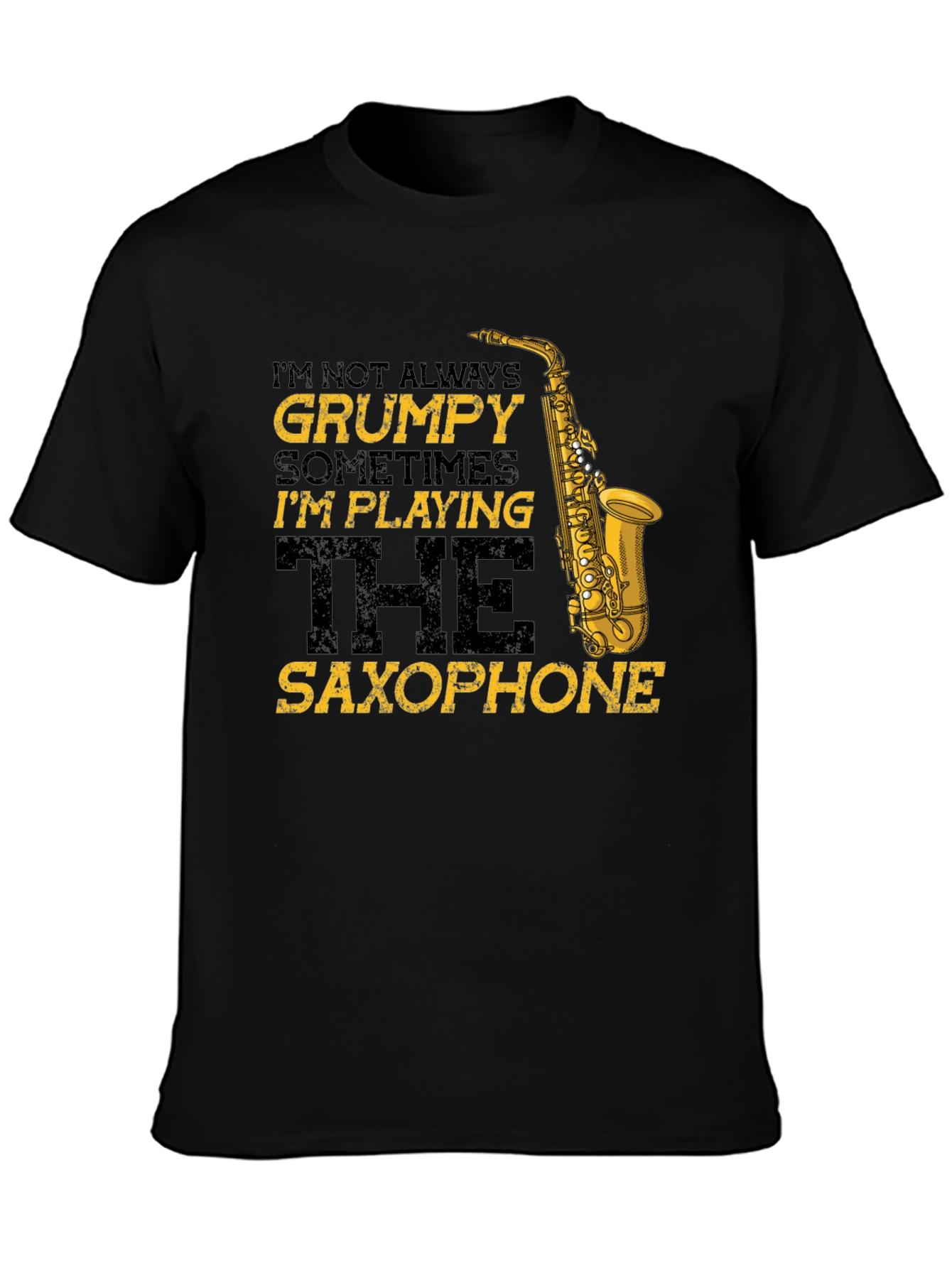 Grumpy Saxophone Player Black T-Shirt