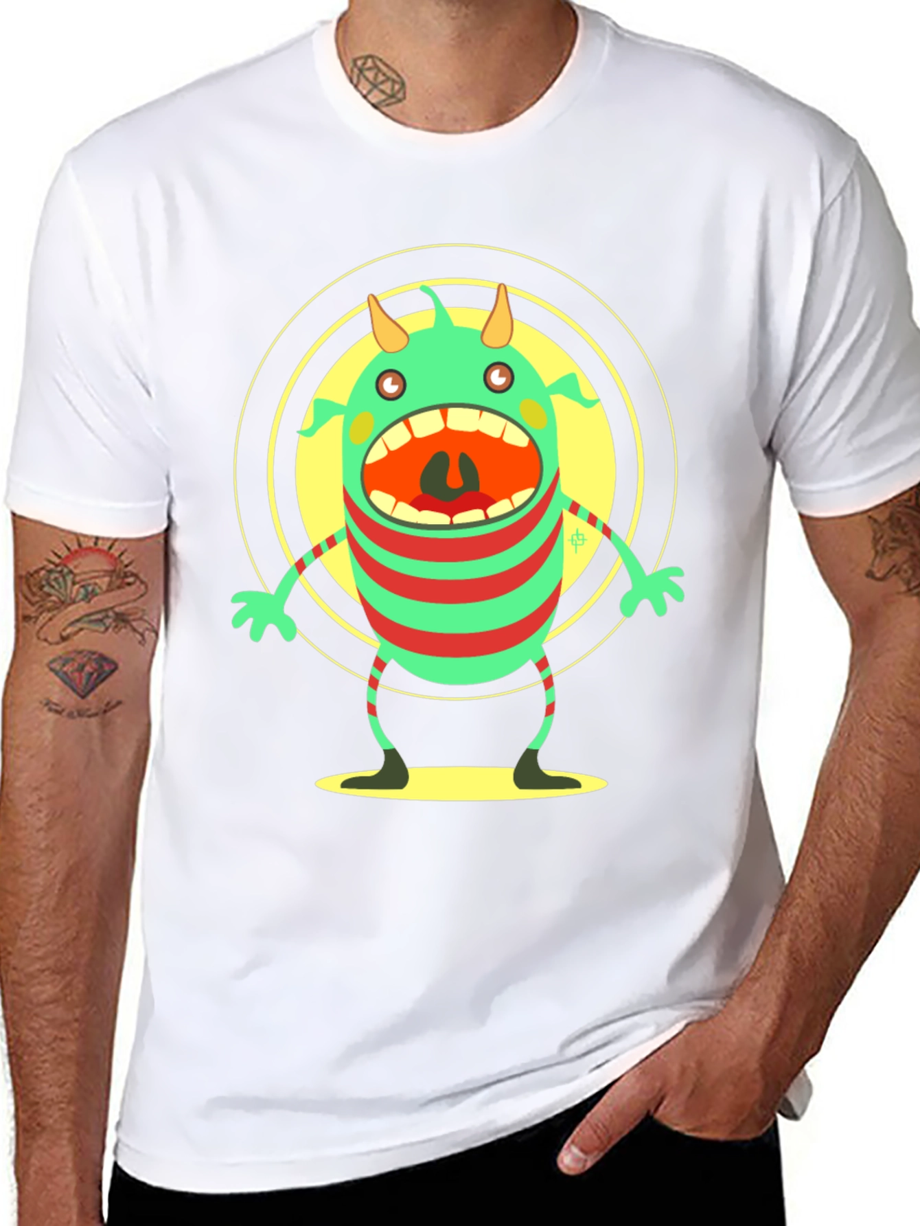Monster Graphic Black T-Shirt - Fun Cartoon Tee