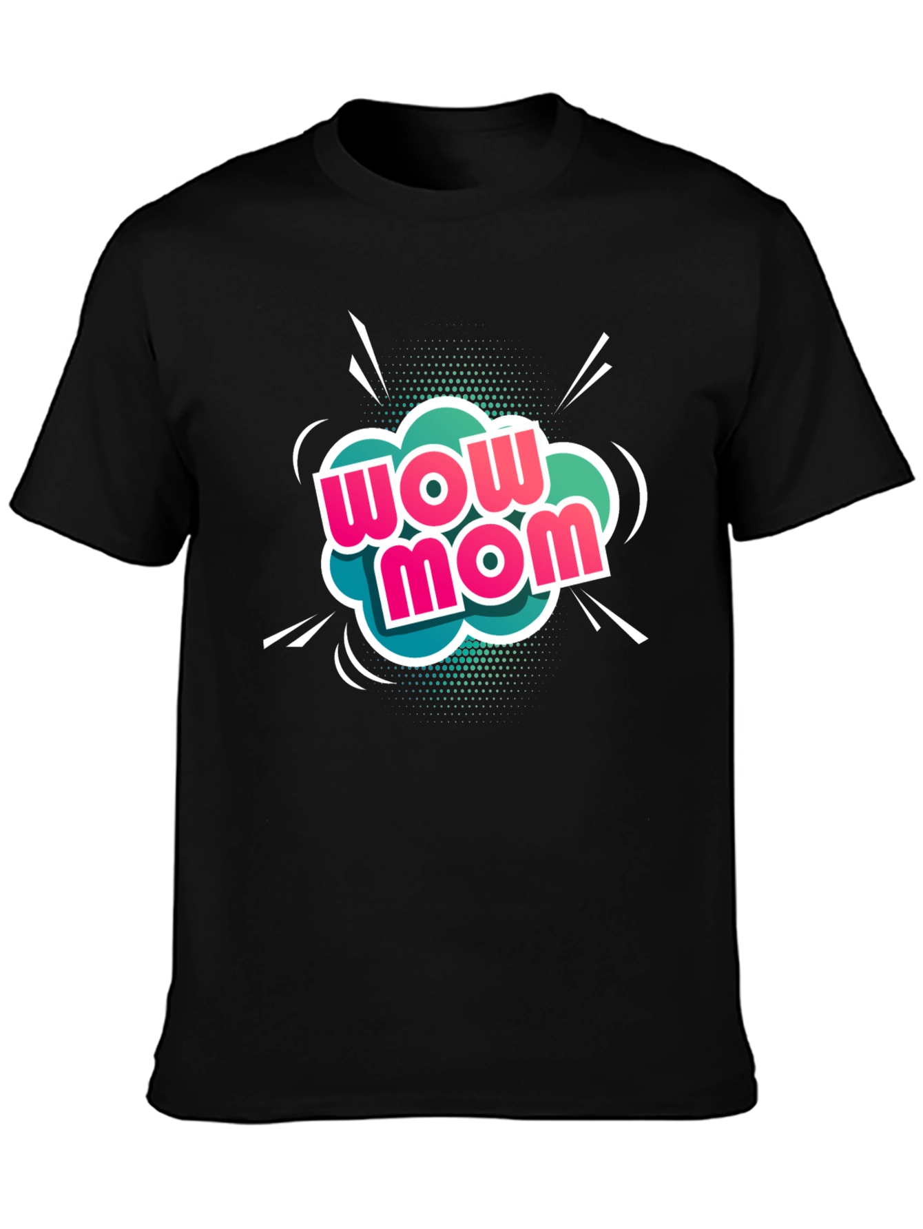 Wow Mom Black T-Shirt - Graphic Tee