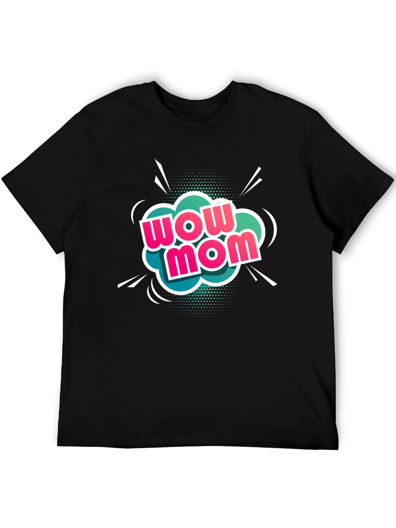 Wow Mom Black T-Shirt - Graphic Tee