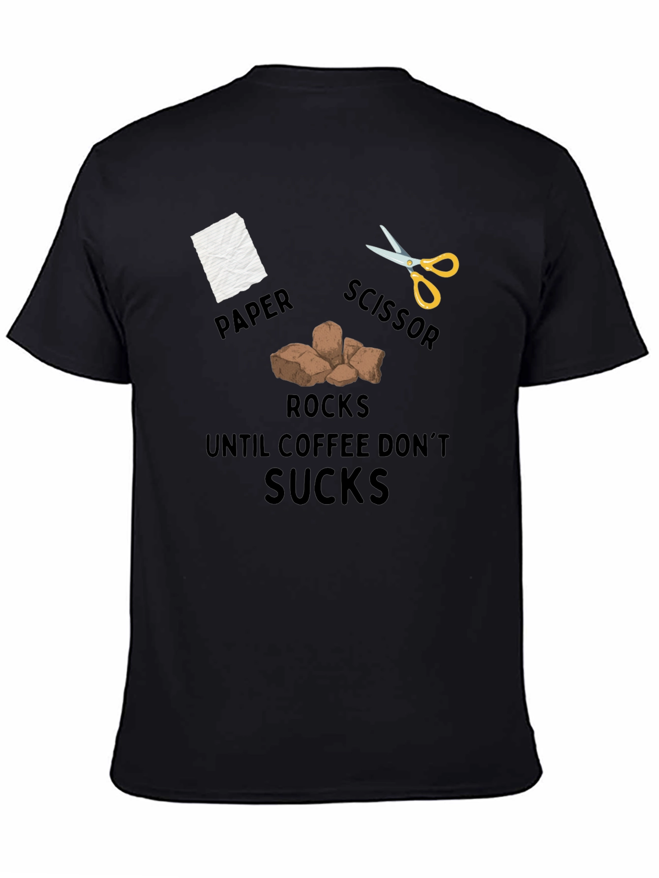 Rock Paper Scissor Coffee Mens T-Shirt