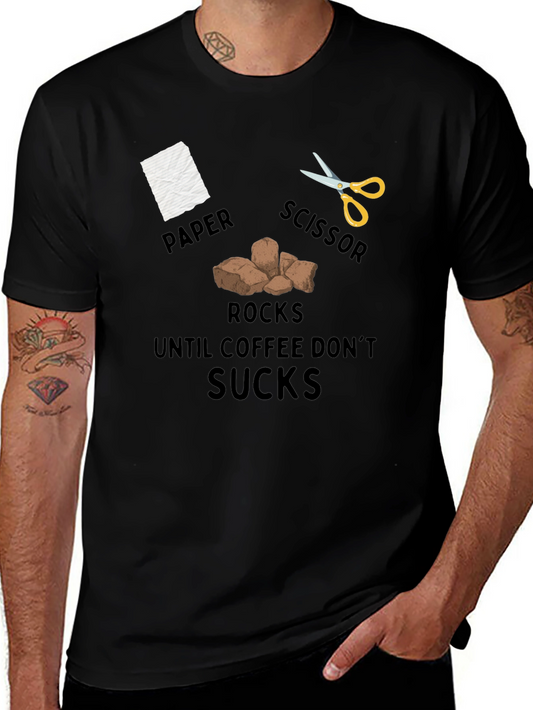 Rock Paper Scissor Coffee Mens T-Shirt