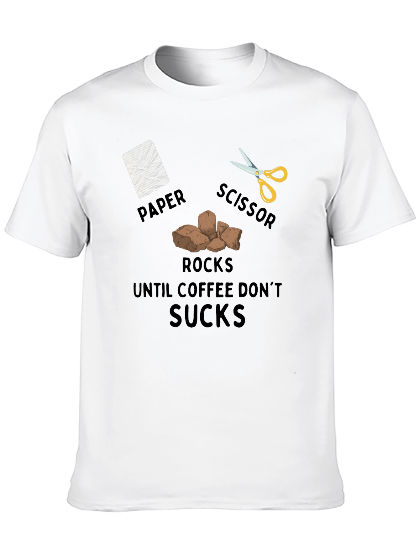 Rock Paper Scissor Coffee Mens T-Shirt