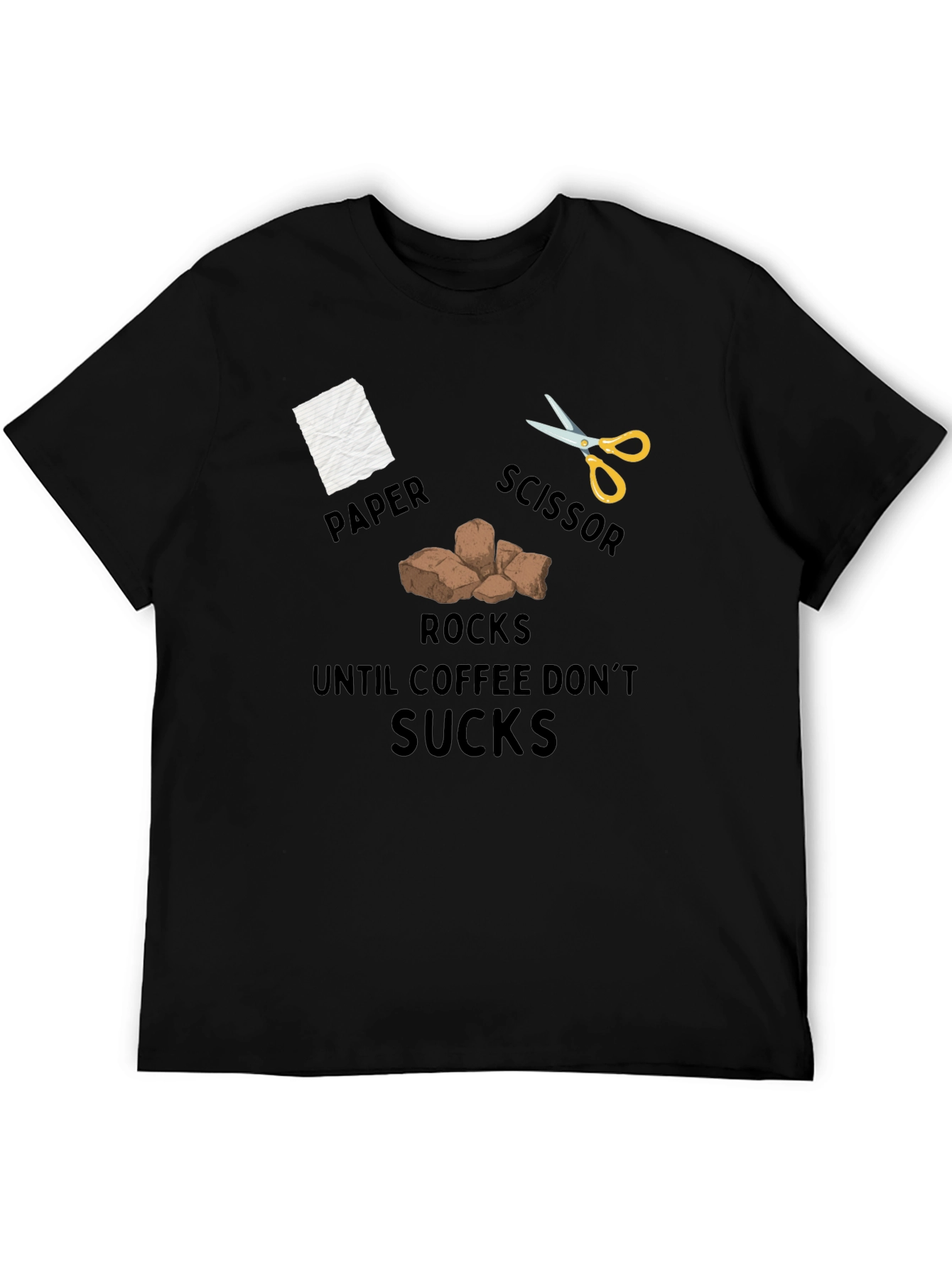 Rock Paper Scissor Coffee Mens T-Shirt