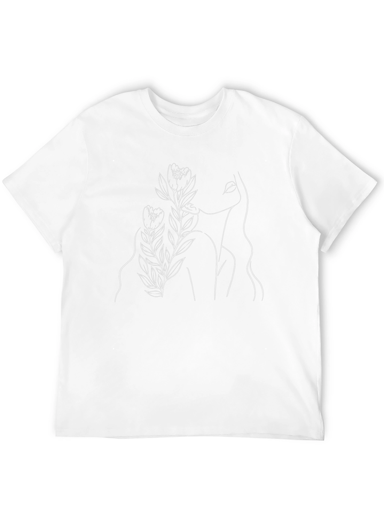 Minimalist Floral Woman Black T-Shirt