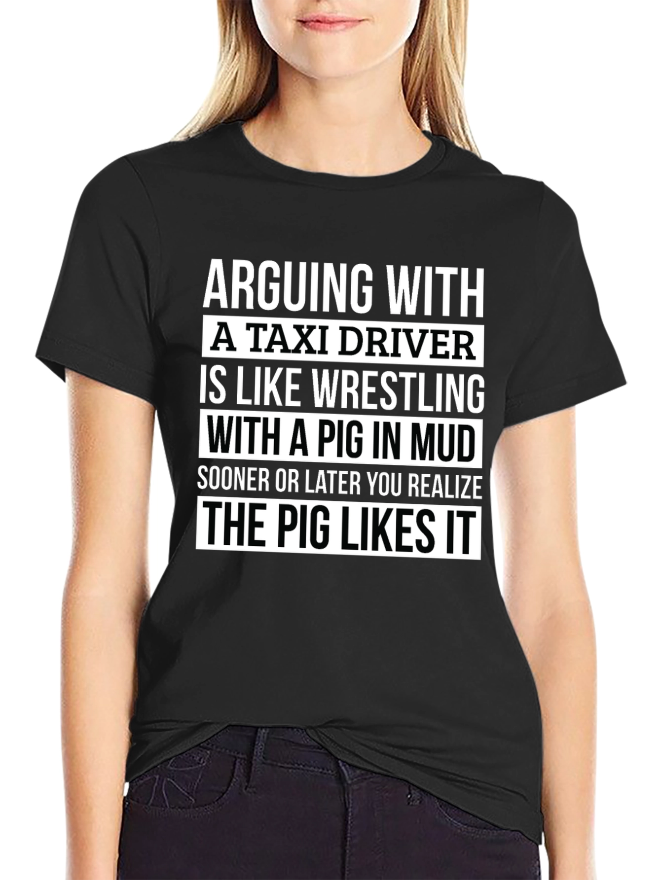 Funny Pig in Mud Taxi Driver T-Shirt