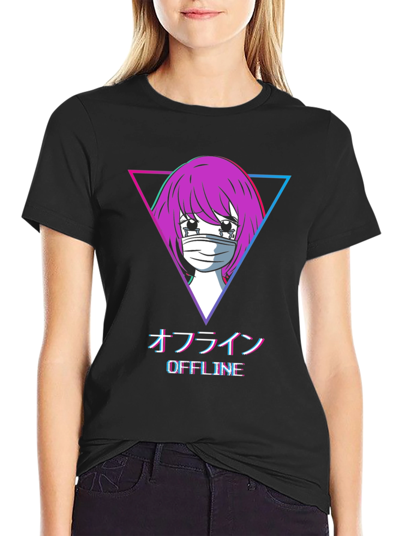 Offline Anime Girl Graphic T-Shirt