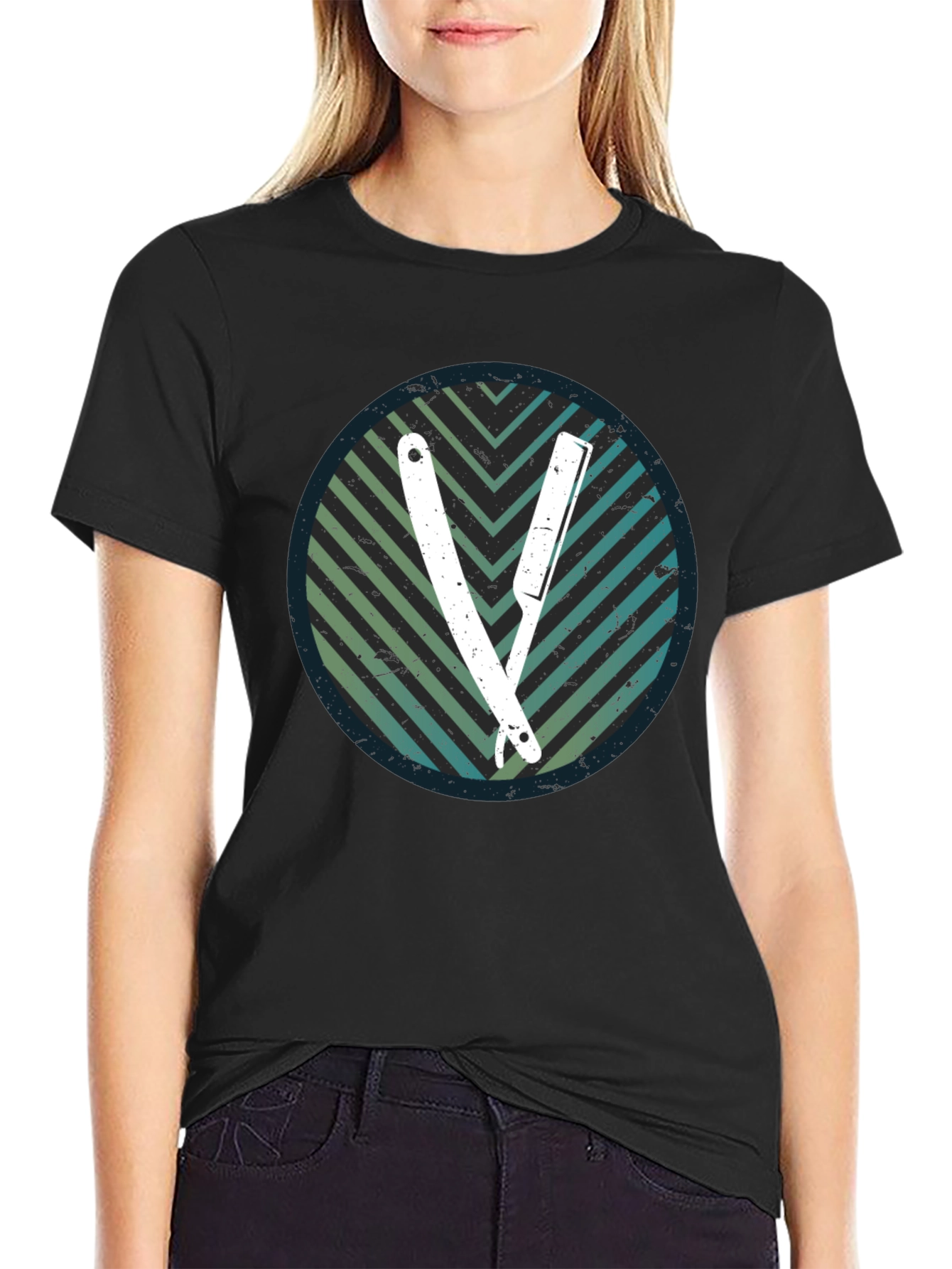 Retro Barber Razor Tee - Mens Graphic T-Shirt