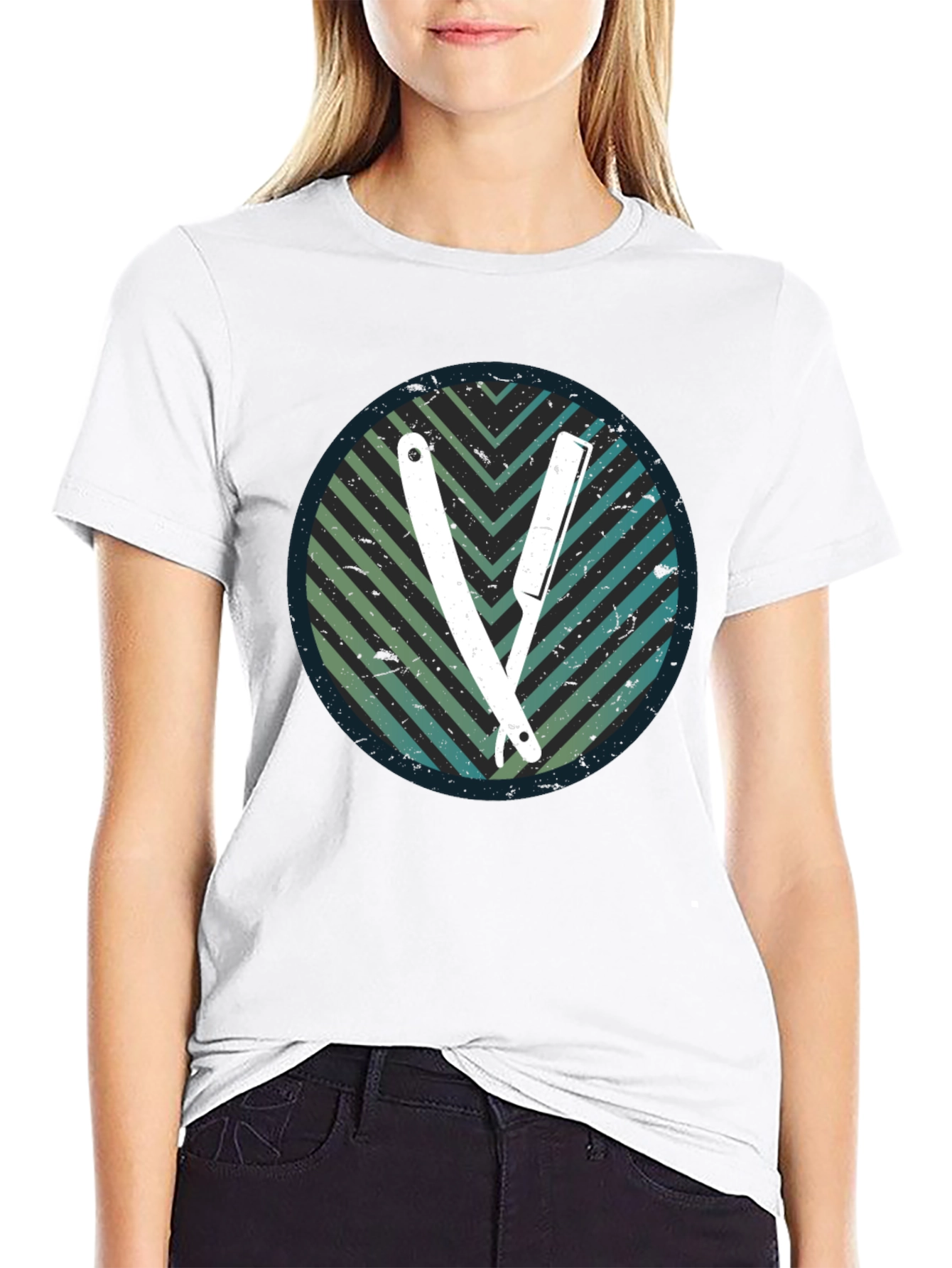 Retro Barber Razor Tee - Mens Graphic T-Shirt