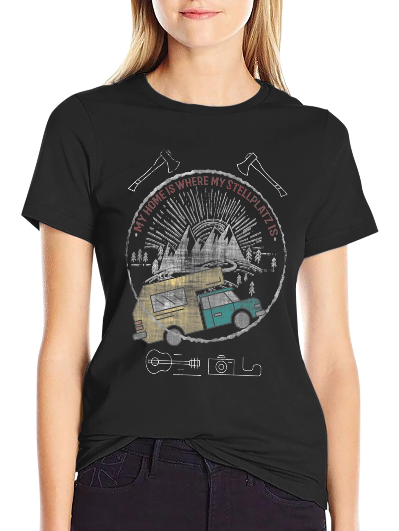 Stellplatz Camper T-Shirt - Adventure Ready