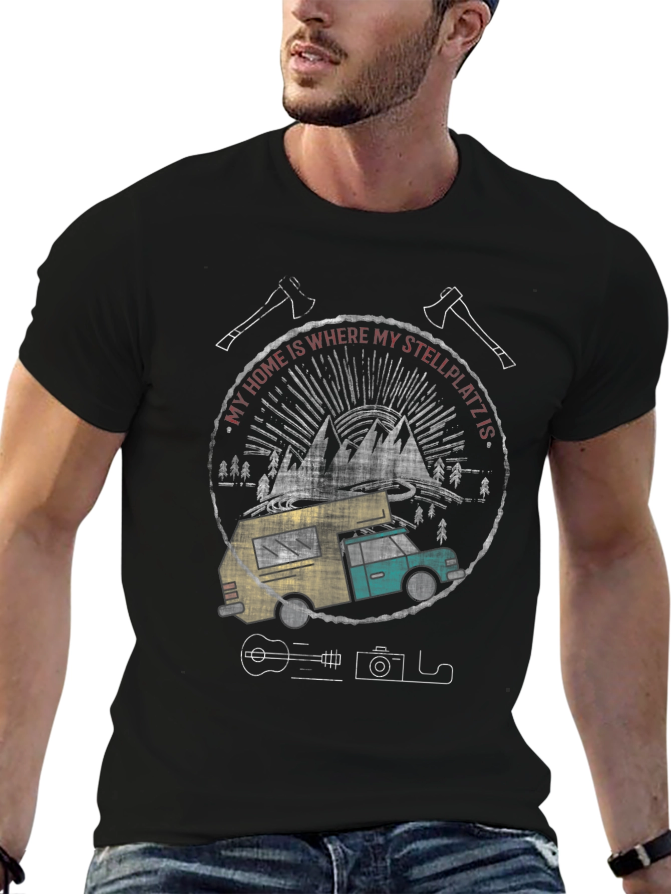Stellplatz Camper T-Shirt - Adventure Ready