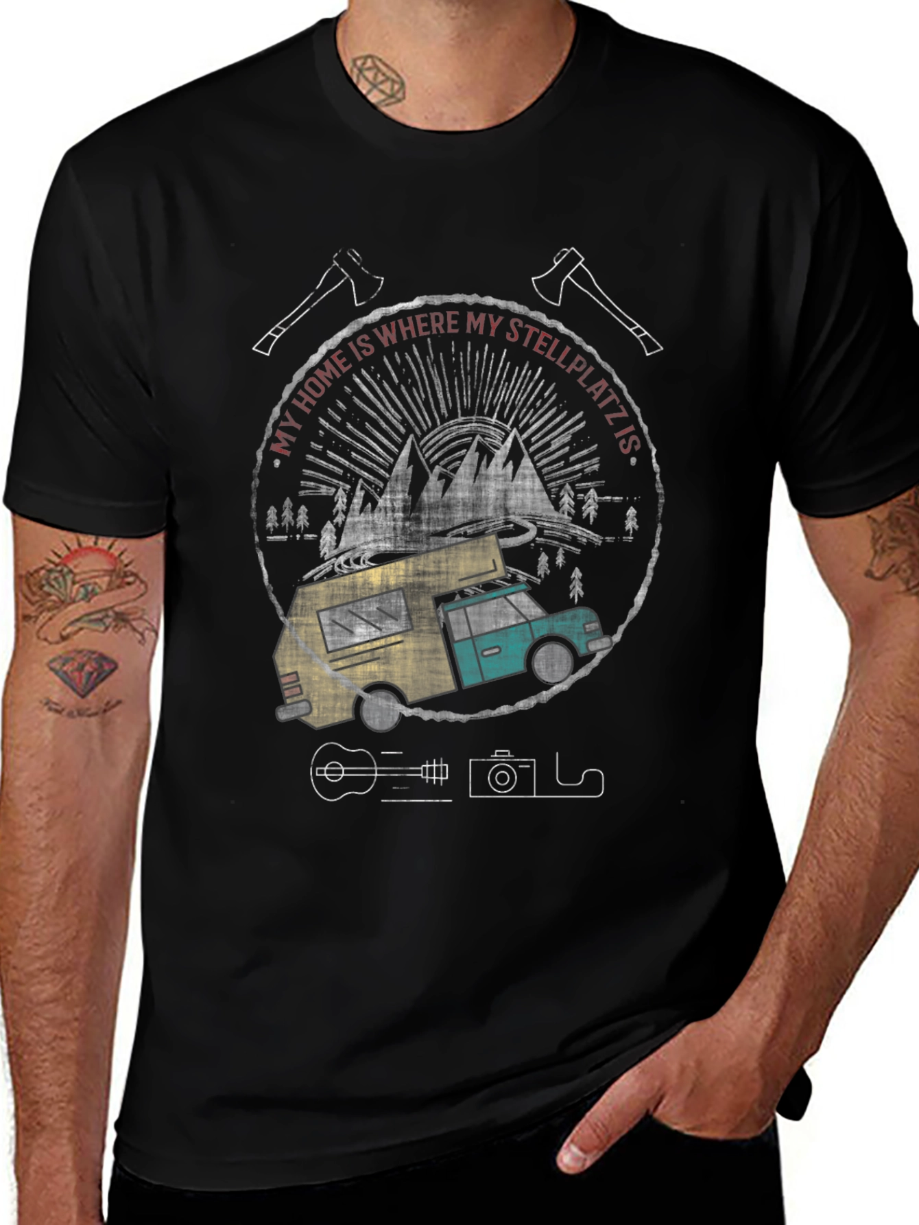 Stellplatz Camper T-Shirt - Adventure Ready