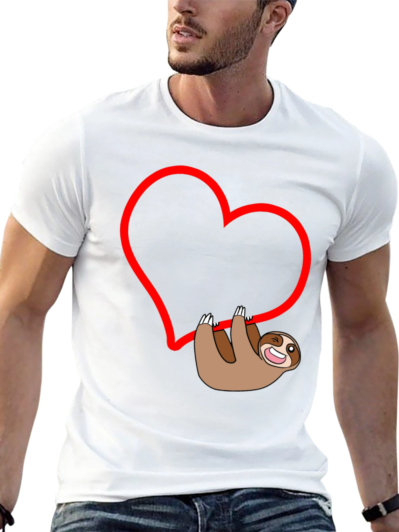 Sloth Heart Graphic Tee - Mens Black T-Shirt