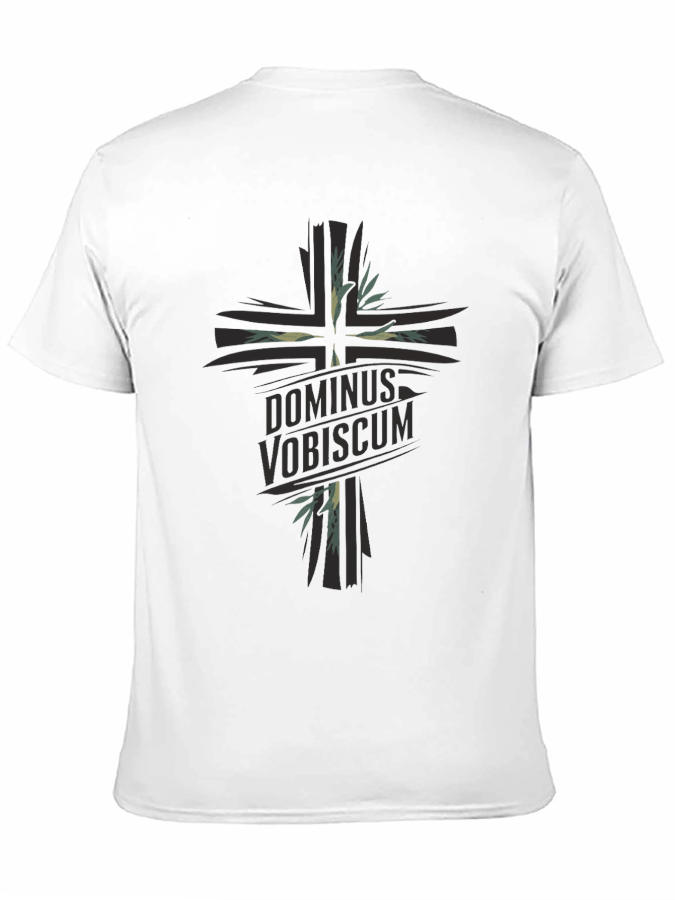 Dominus Vobiscum Cross Graphic T-Shirt - Black