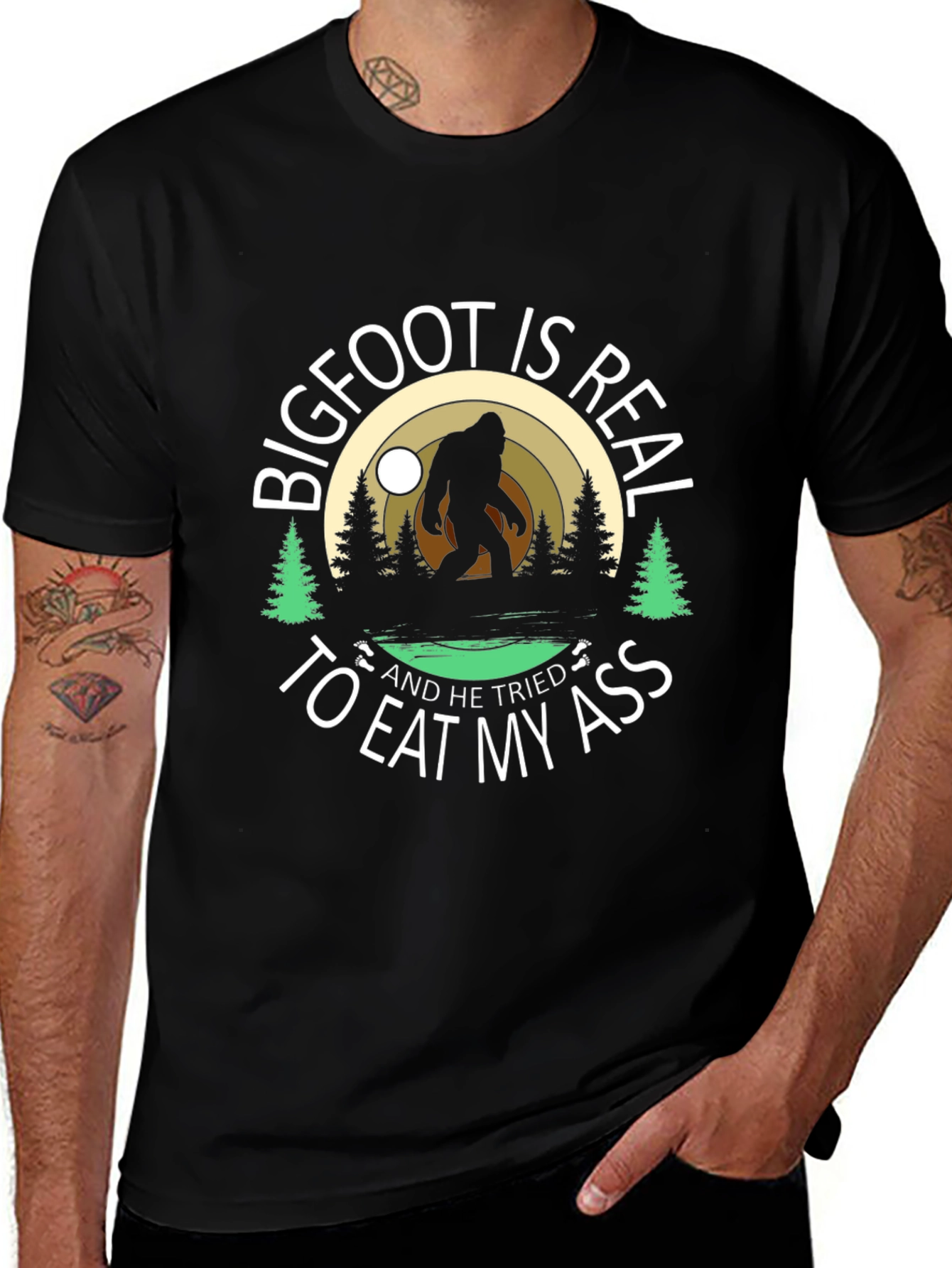 Bigfoot is Real Funny Graphic T-Shirt