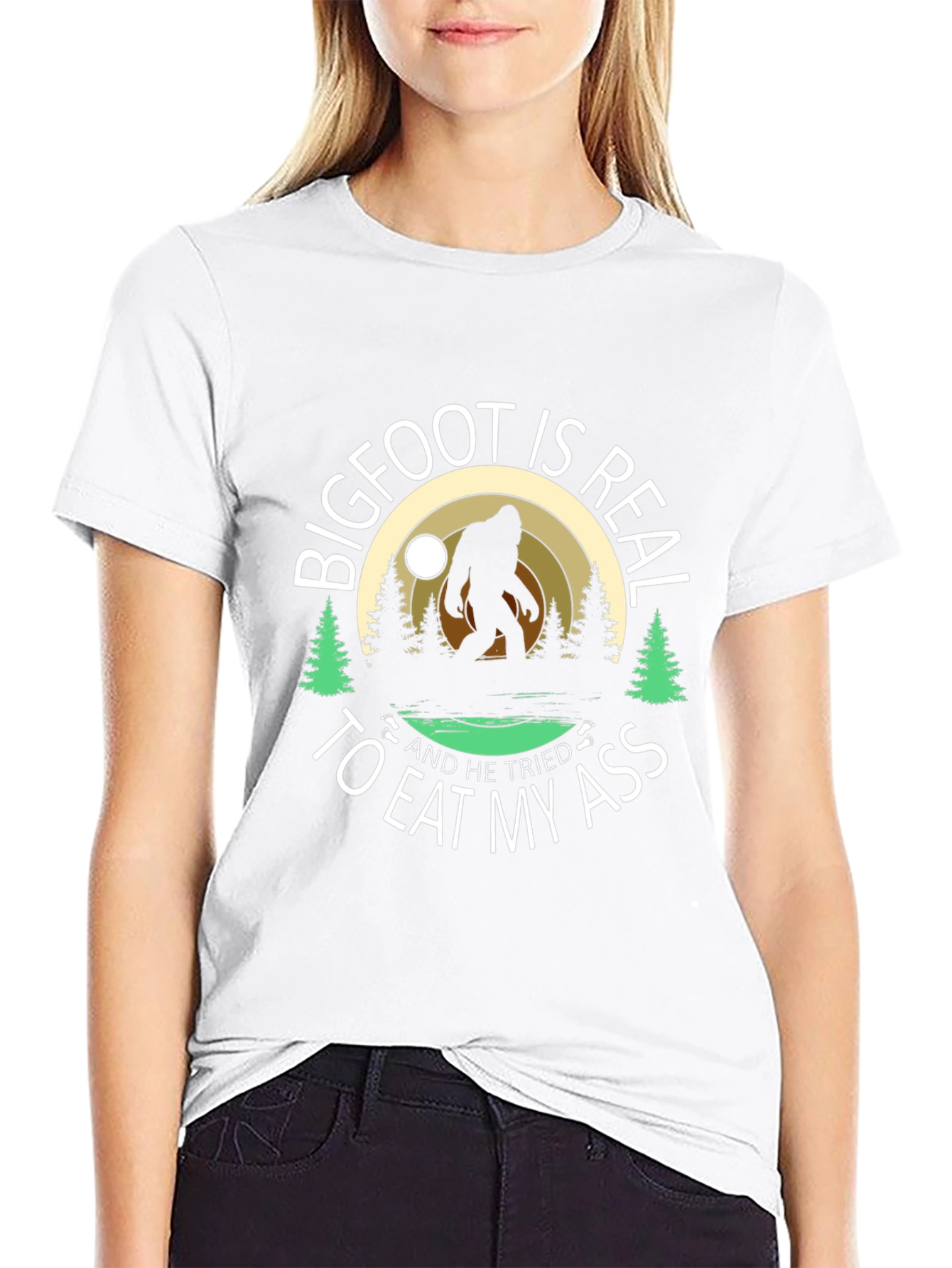Bigfoot is Real Funny Graphic T-Shirt