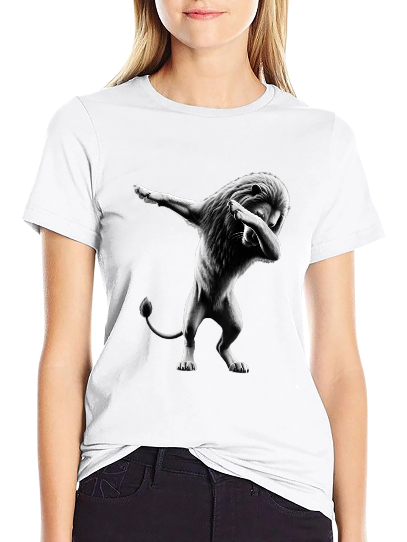 Dabbing Lion Graphic T-Shirt - Black