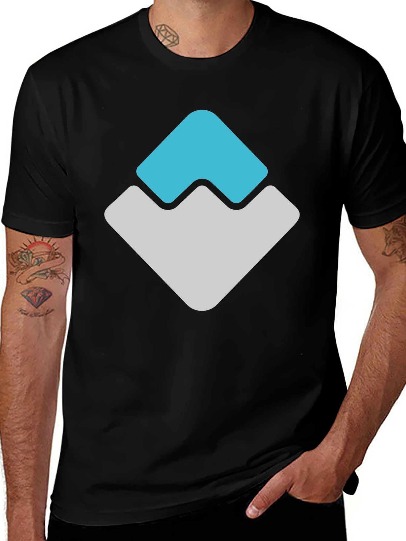 Modern Logo Graphic Print Black T-Shirt