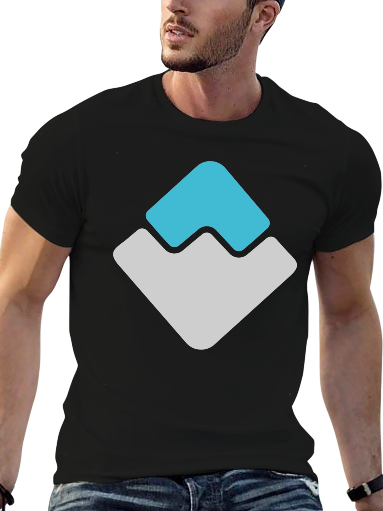 Modern Logo Graphic Print Black T-Shirt