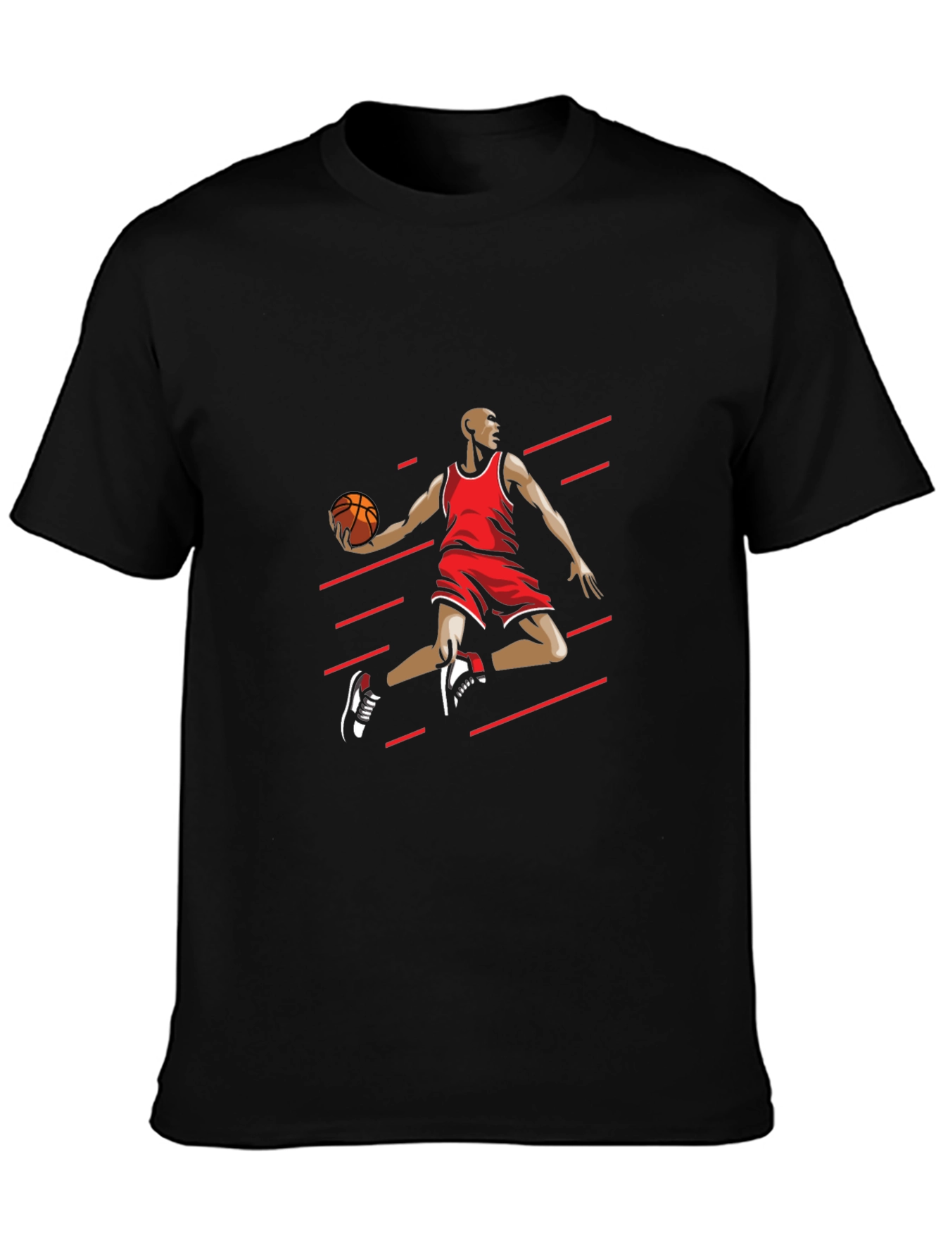 Mens Black T-shirt - Basketball Player Graphic