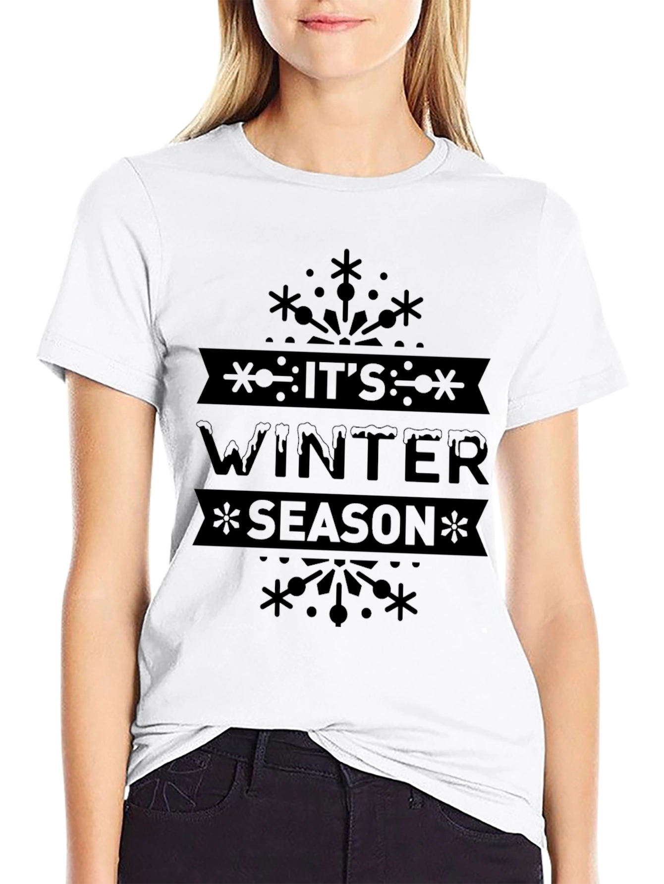 Its Winter Season Black T-Shirt