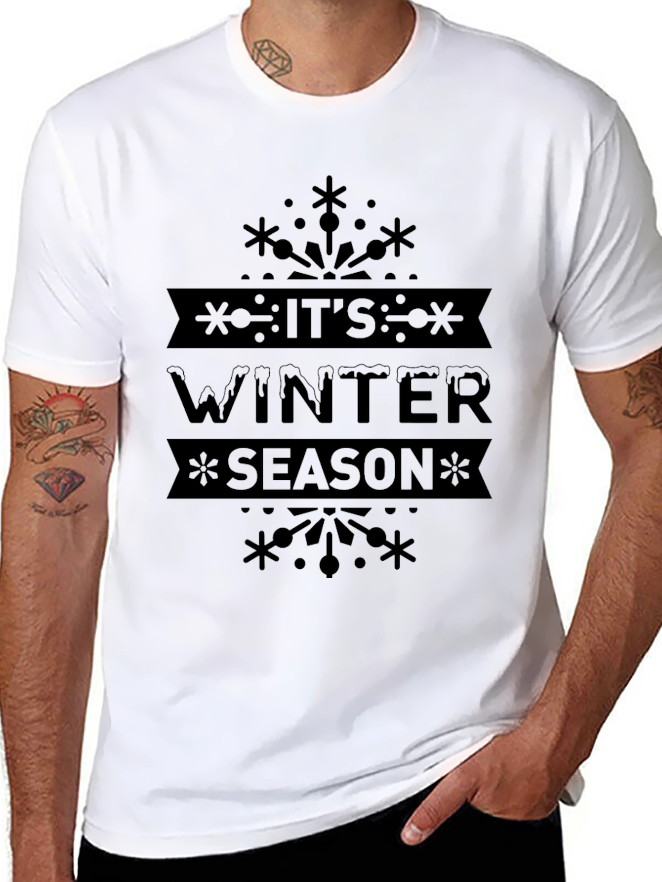Its Winter Season Black T-Shirt