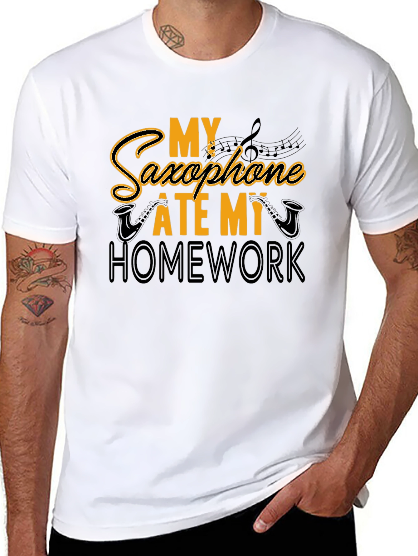Saxophone Ate My Homework Funny Musician T-Shirt
