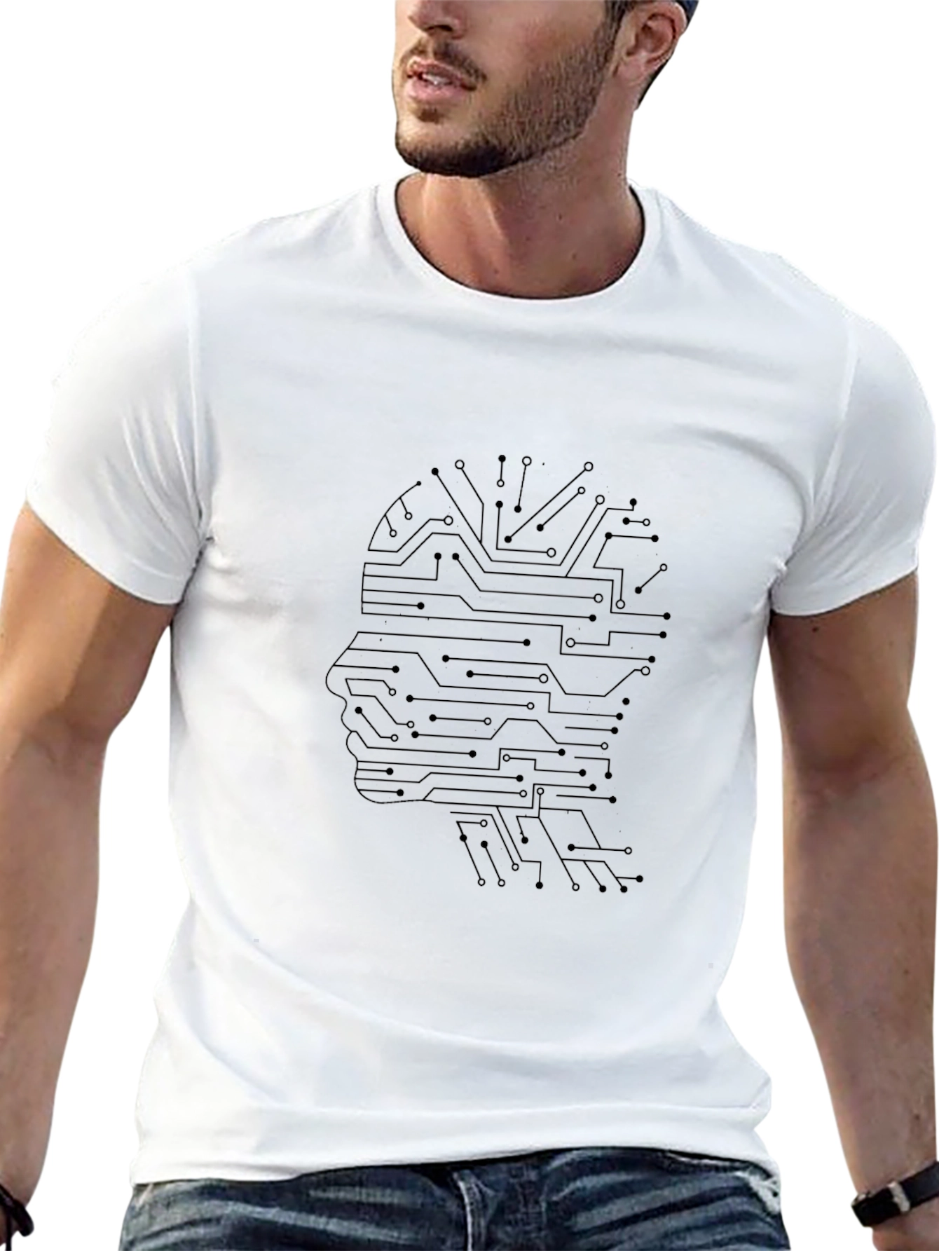 Tech Mind T-Shirt - Circuit Board Brain Design