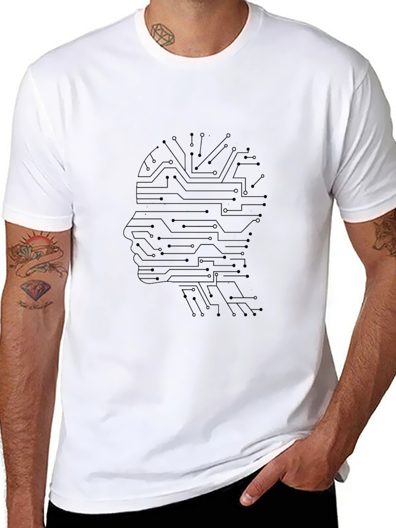 Tech Mind T-Shirt - Circuit Board Brain Design