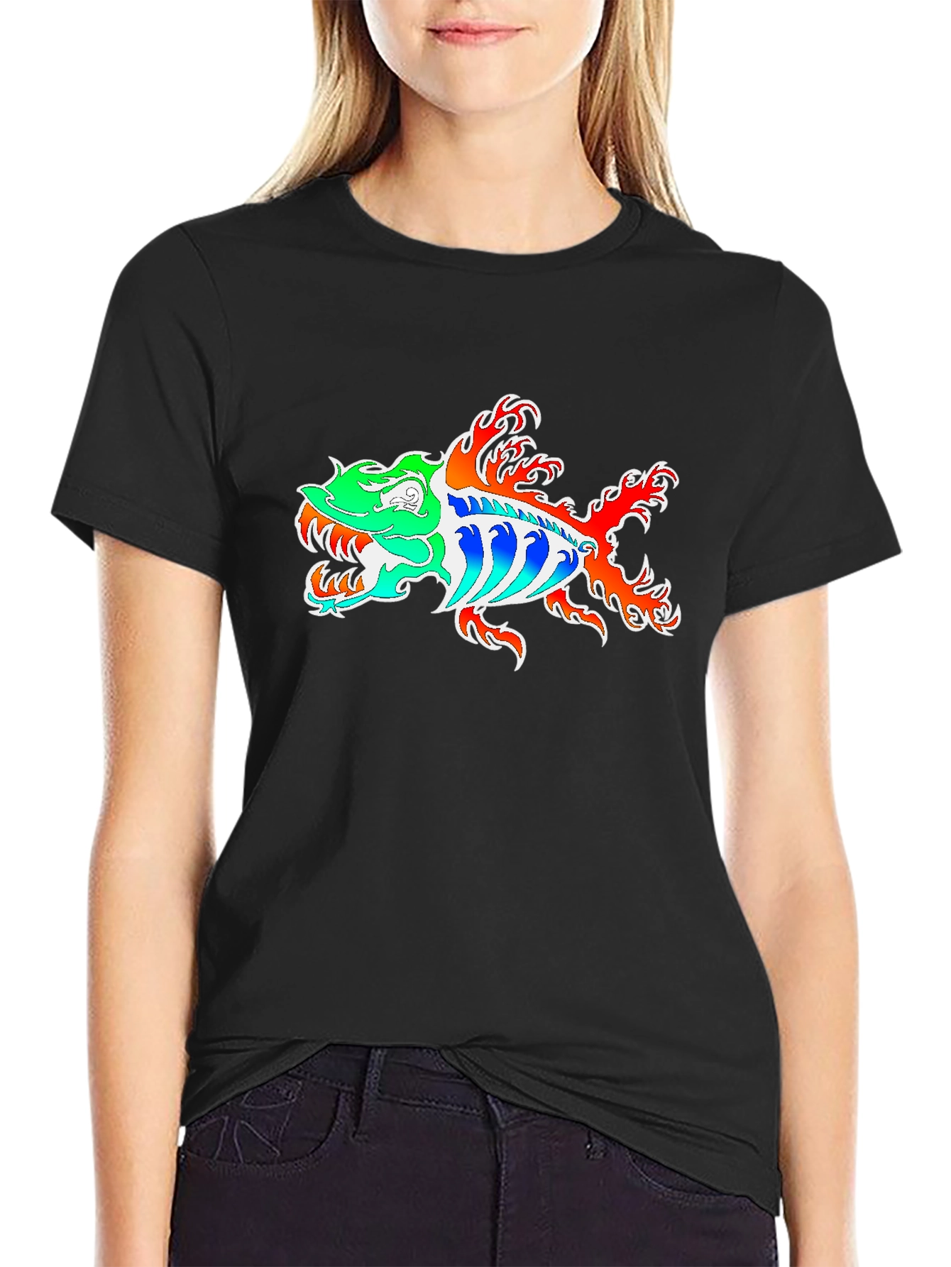 Fish Graphic Tee - Black Cotton Blend