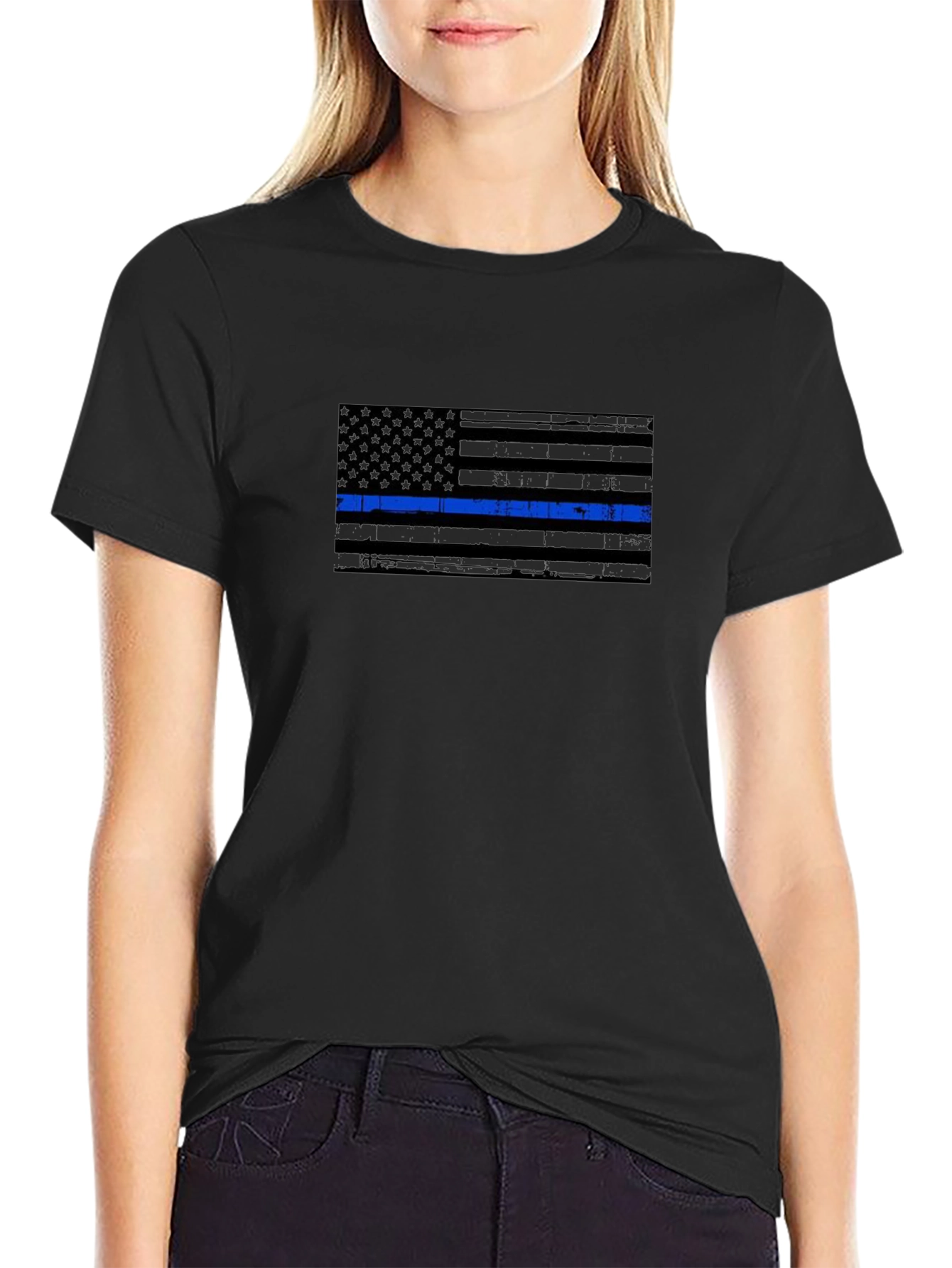Thin Blue Line Flag Graphic T-Shirt