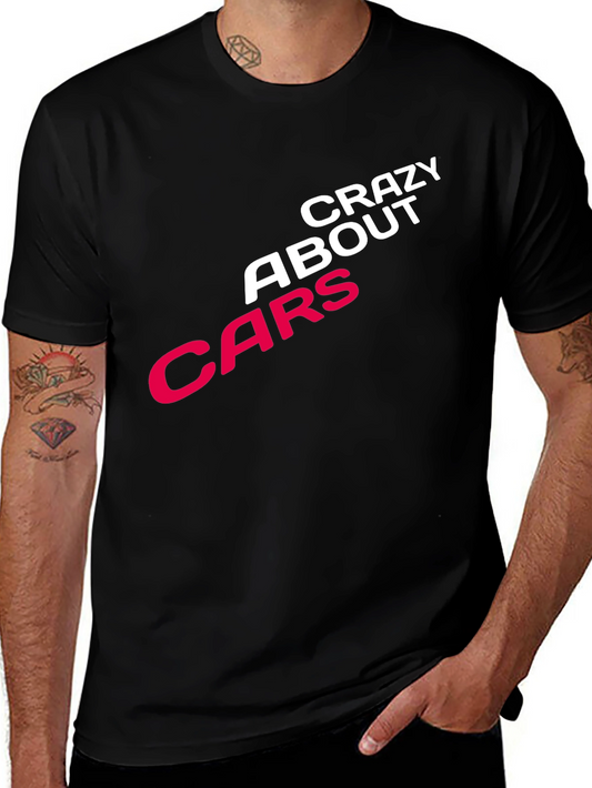 Crazy About Cars Graphic Tee - Black Cotton