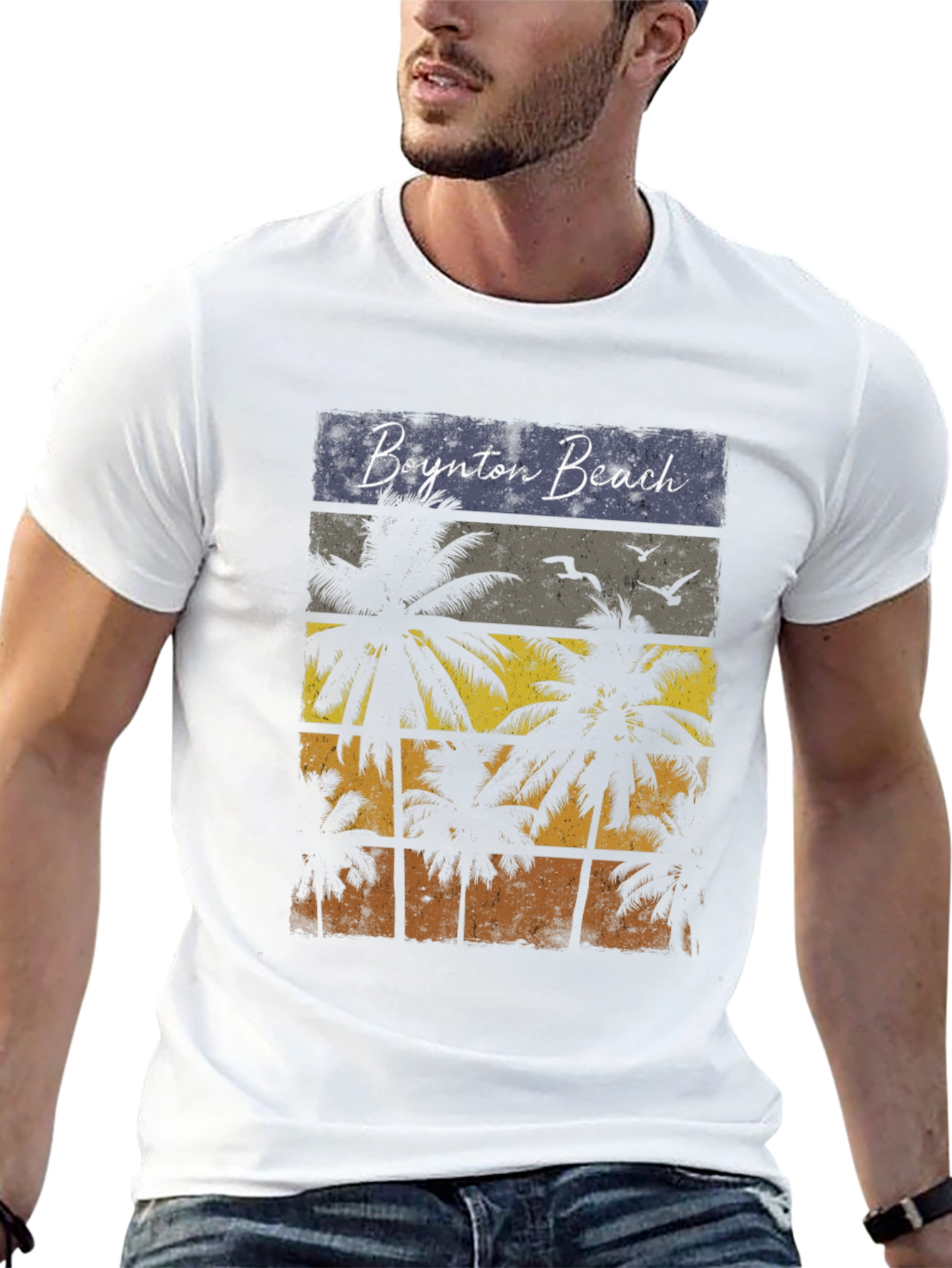 Boynton Beach Retro Palm Tree Graphic T-Shirt