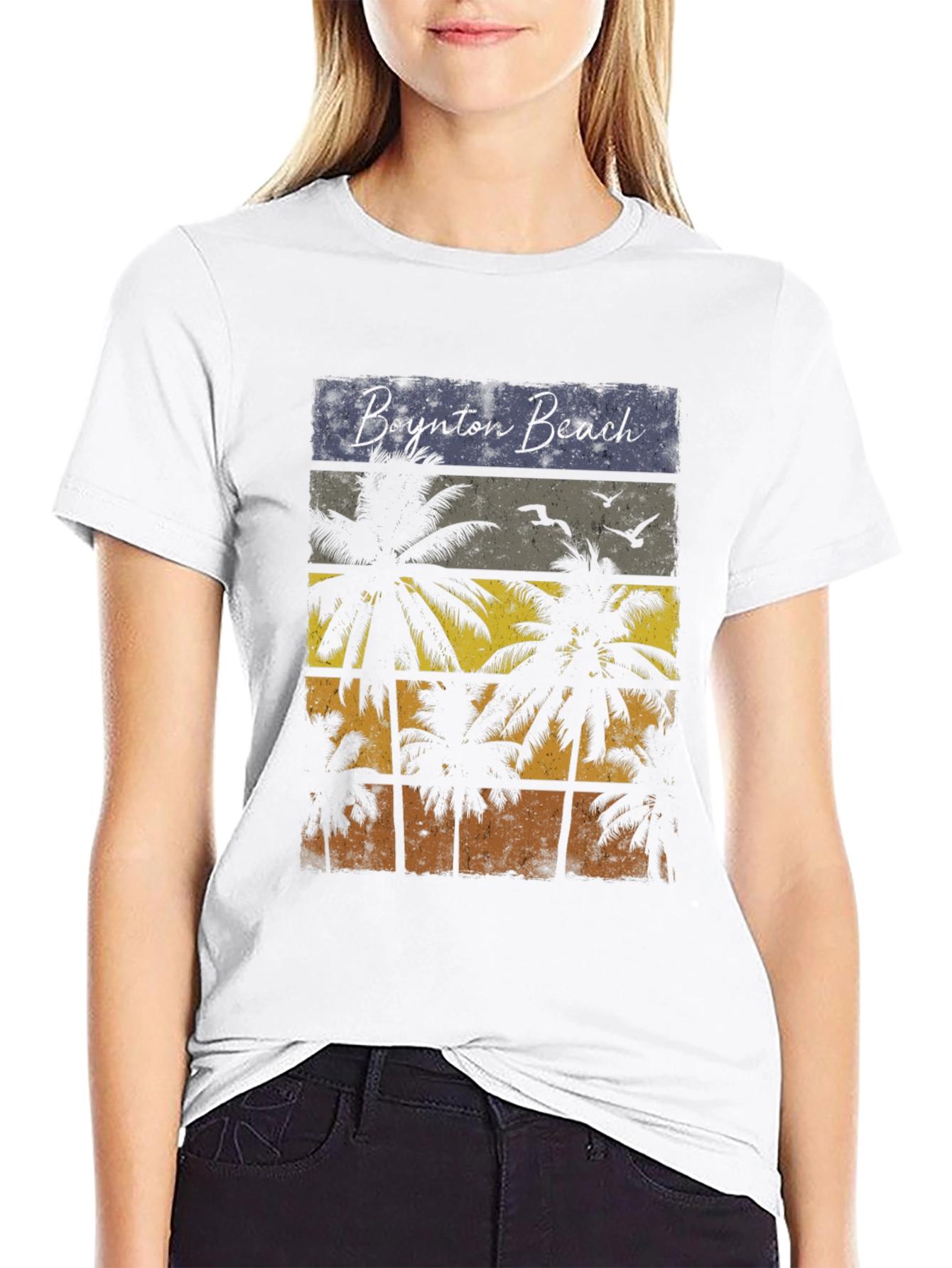 Boynton Beach Retro Palm Tree Graphic T-Shirt