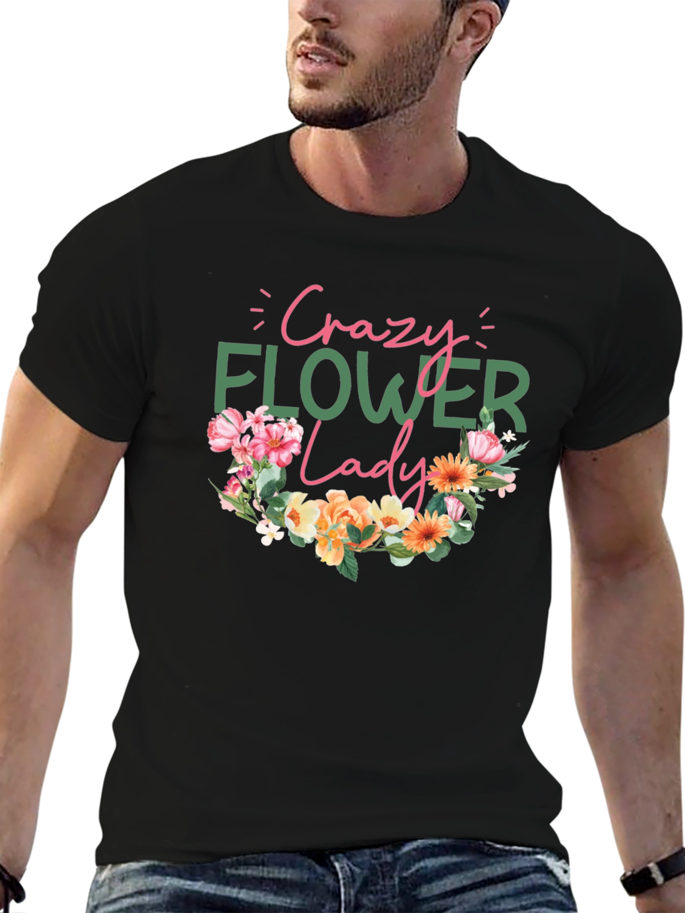 Crazy Flower Lady Graphic Tee - Floral Design