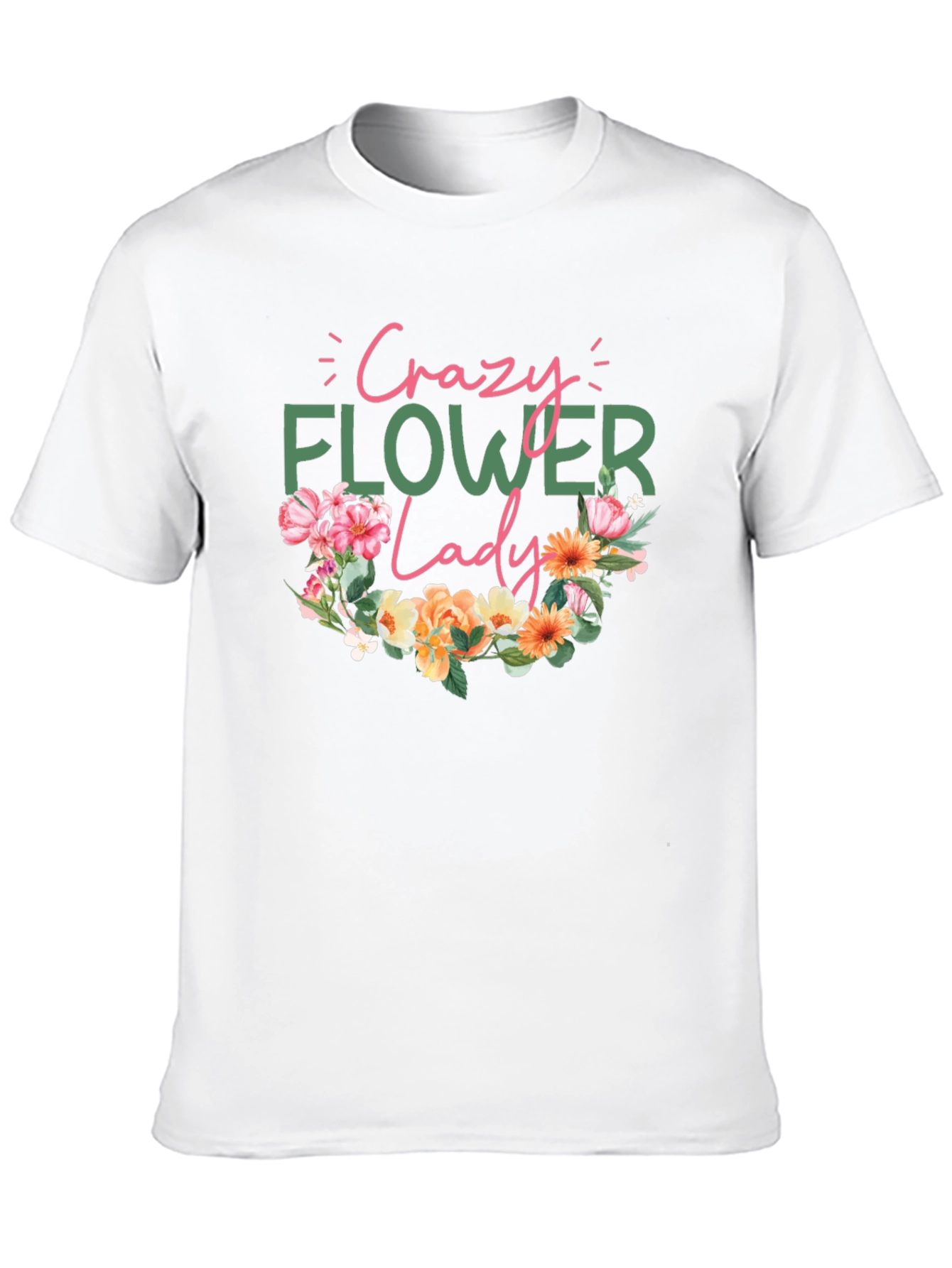 Crazy Flower Lady Graphic Tee - Floral Design