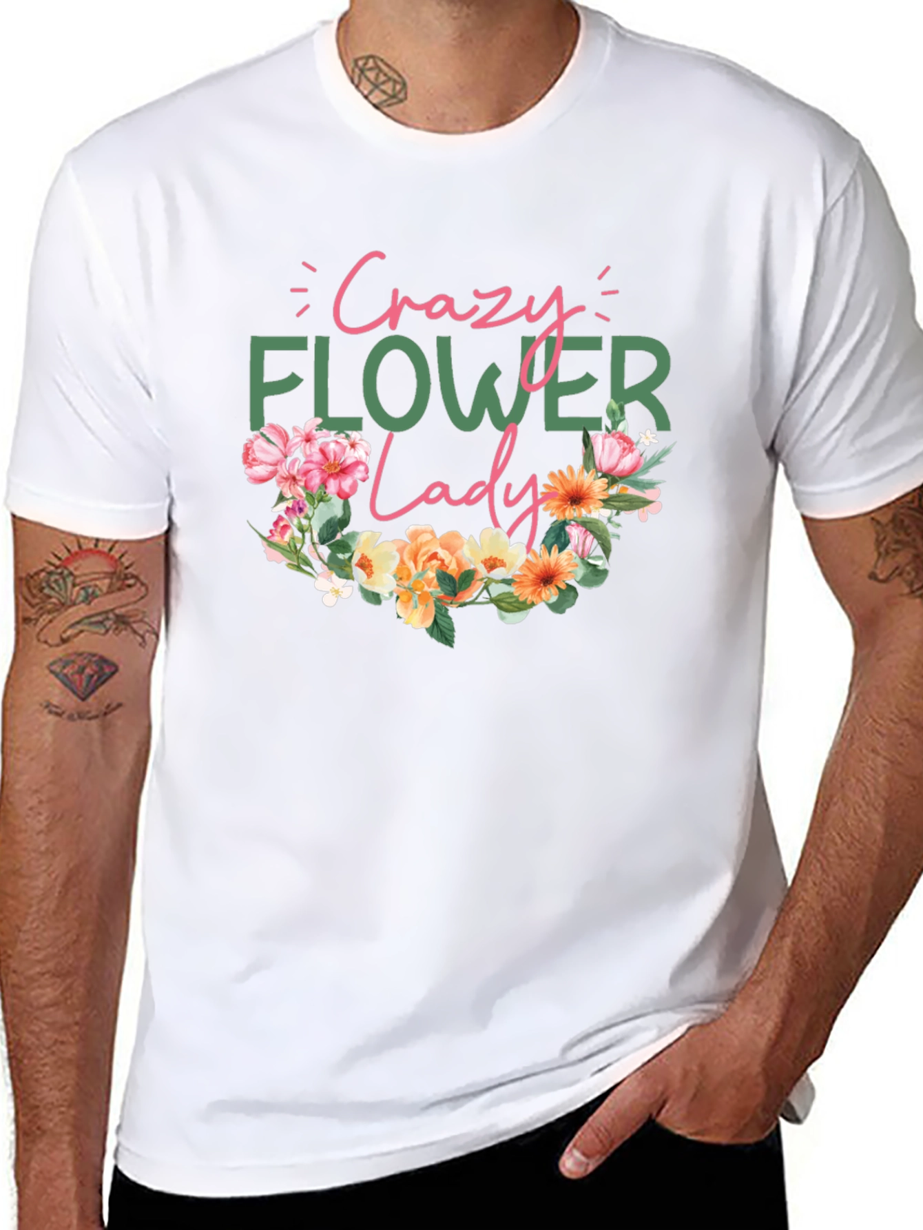 Crazy Flower Lady Graphic Tee - Floral Design