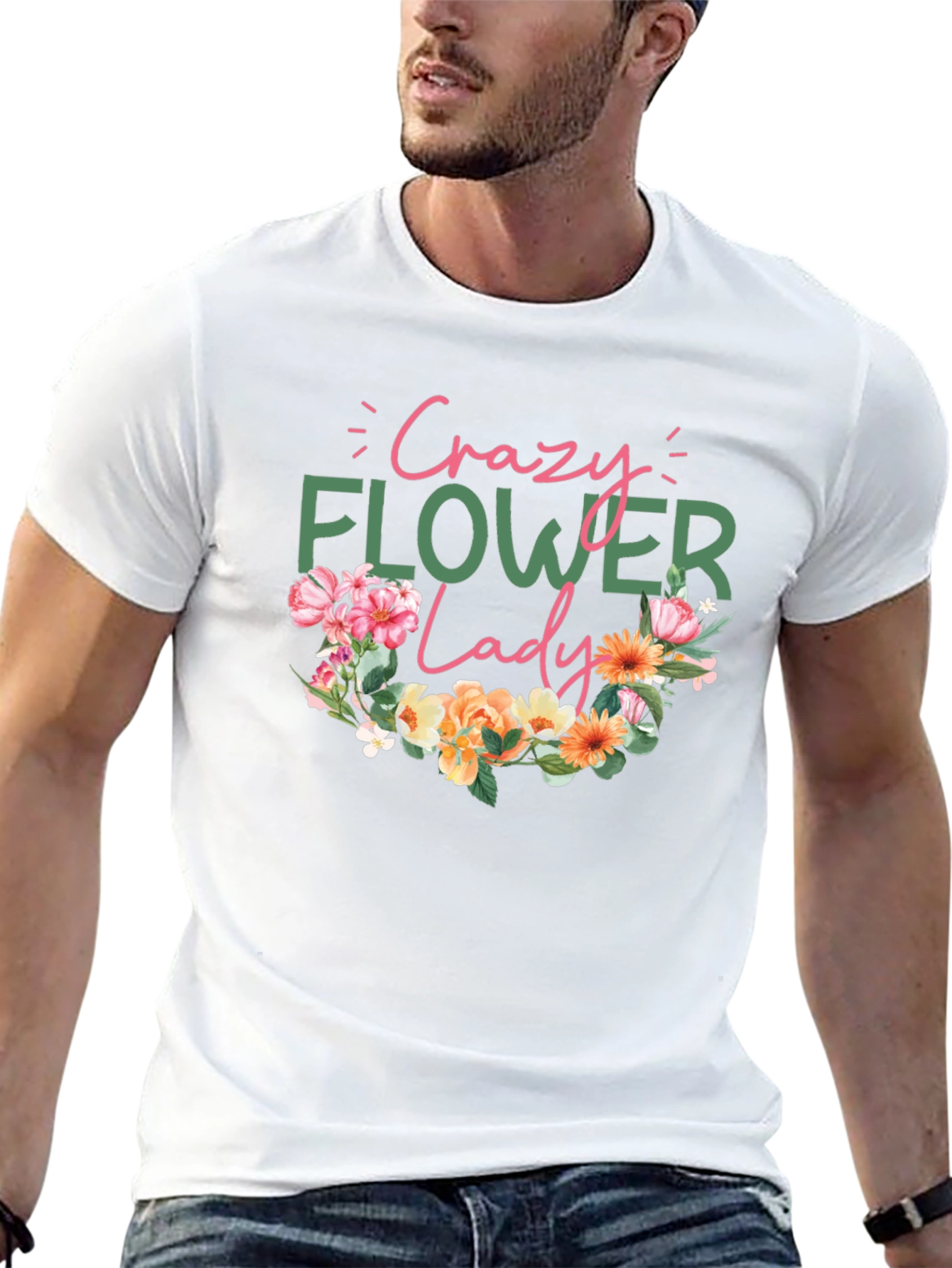 Crazy Flower Lady Graphic Tee - Floral Design