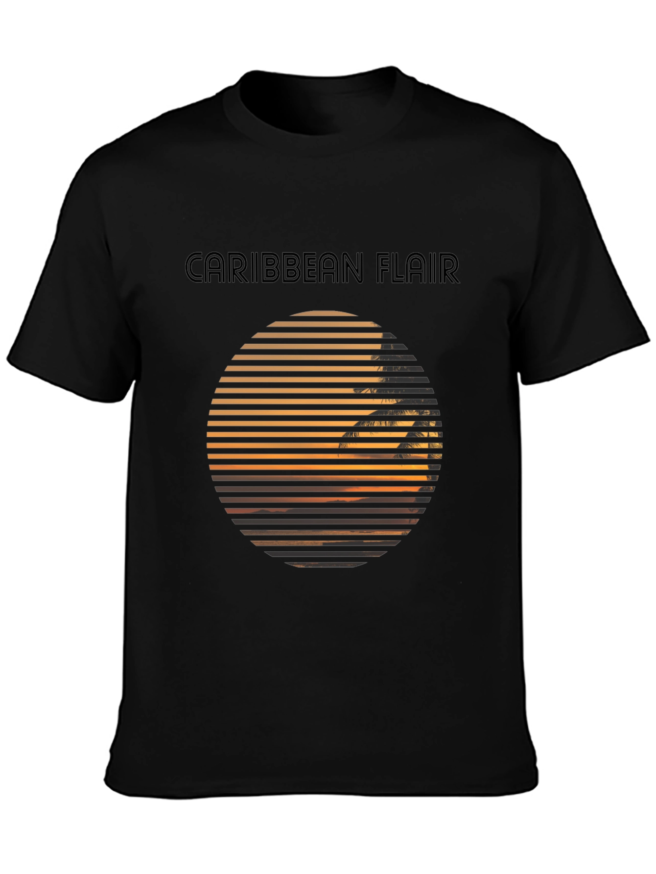 Caribbean Flair Graphic Black T-Shirt