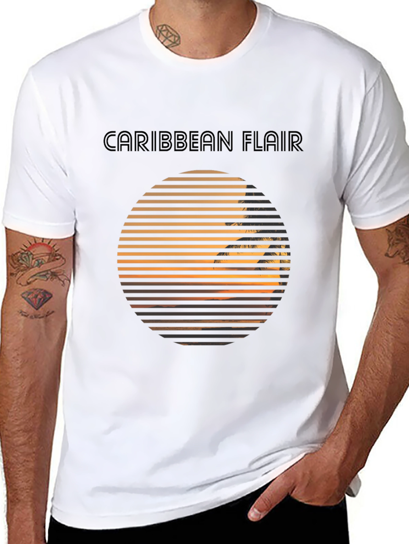 Caribbean Flair Graphic Black T-Shirt