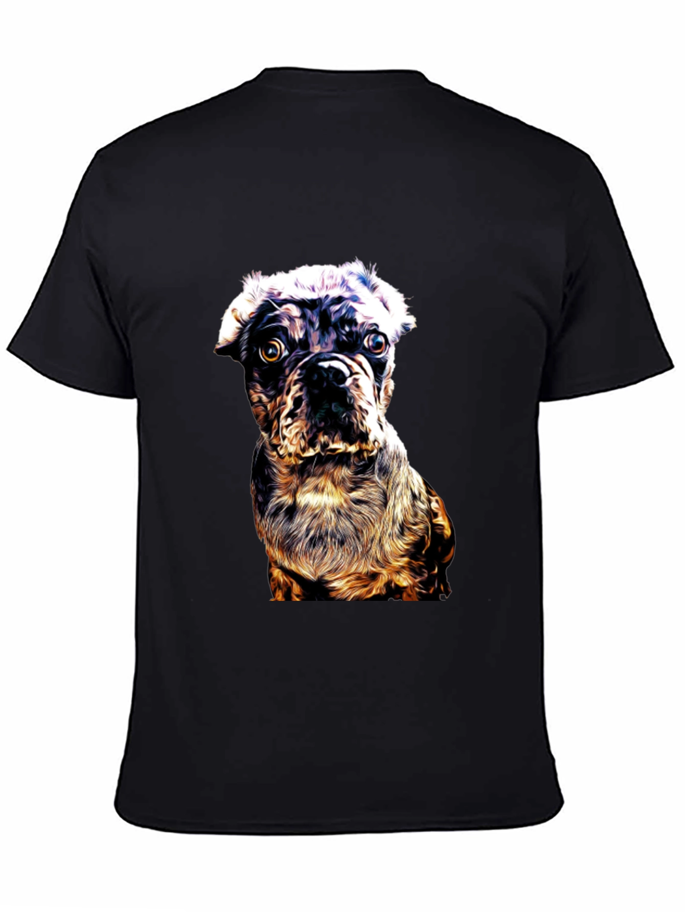 Dog Graphic Print Black Crew Neck T-Shirt