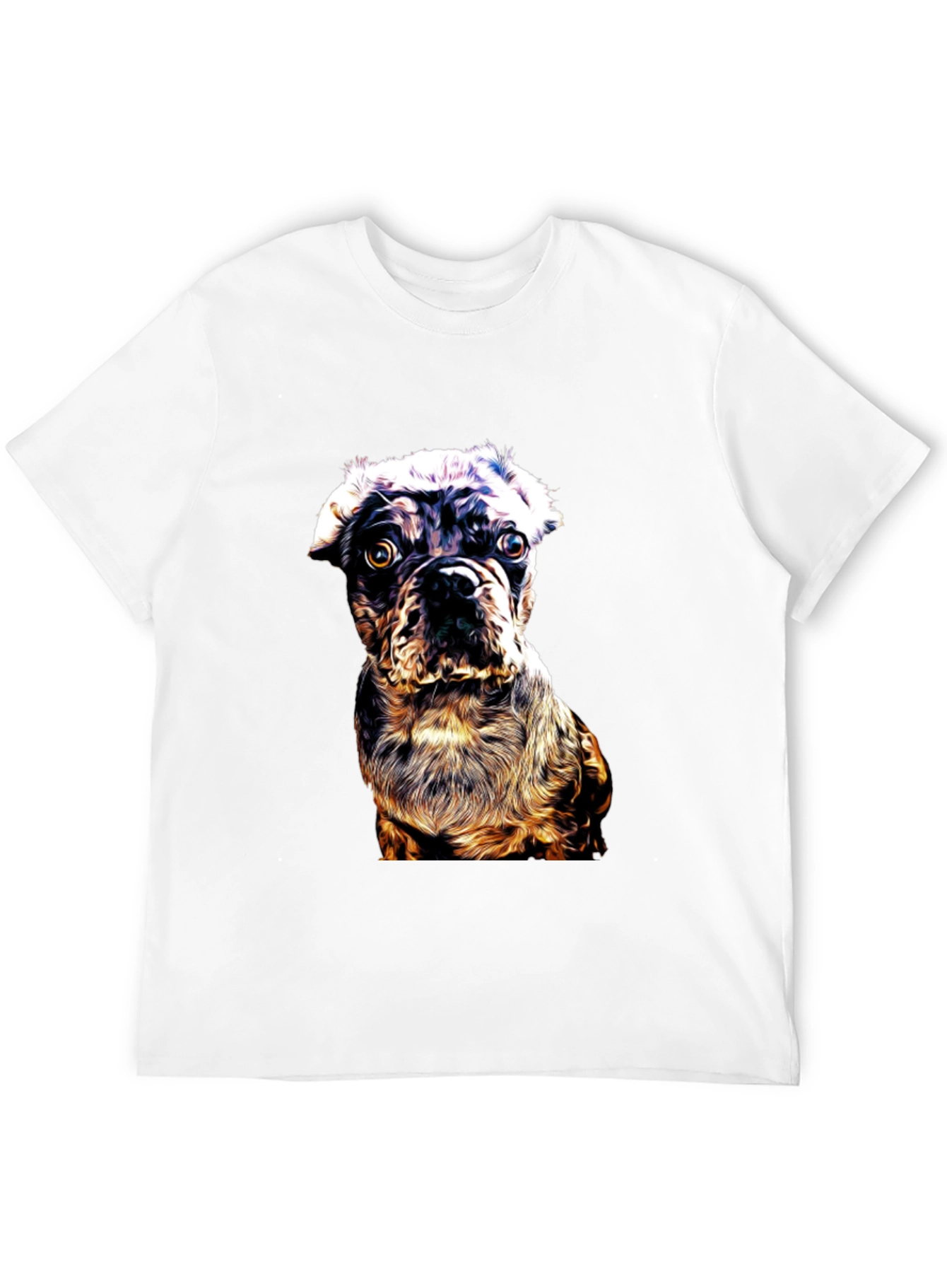 Dog Graphic Print Black Crew Neck T-Shirt