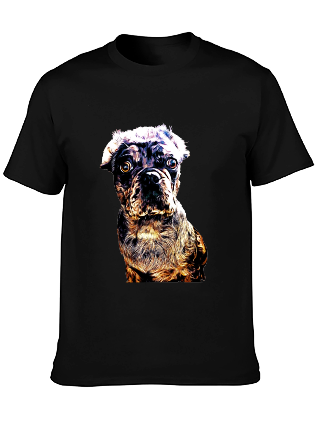 Dog Graphic Print Black Crew Neck T-Shirt