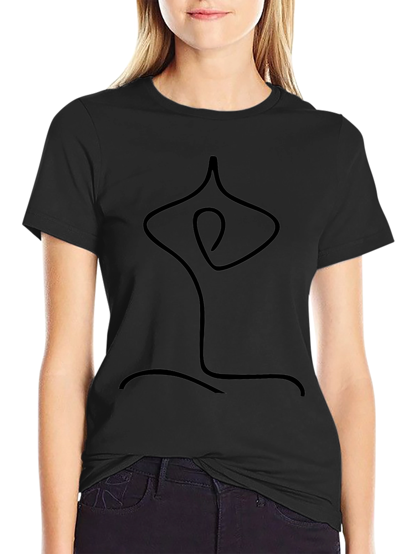 Minimalist Yoga Pose Graphic T-Shirt