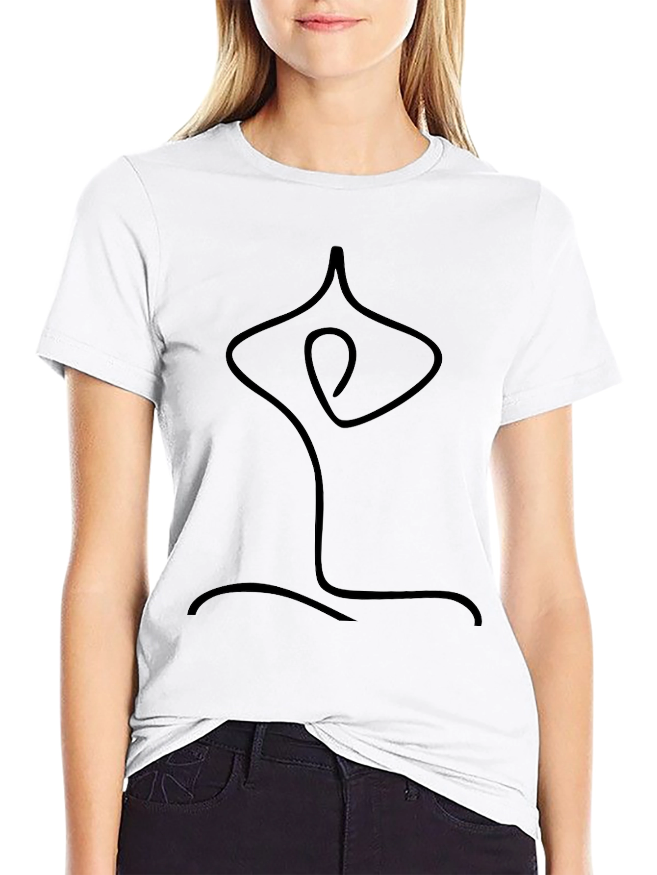 Minimalist Yoga Pose Graphic T-Shirt