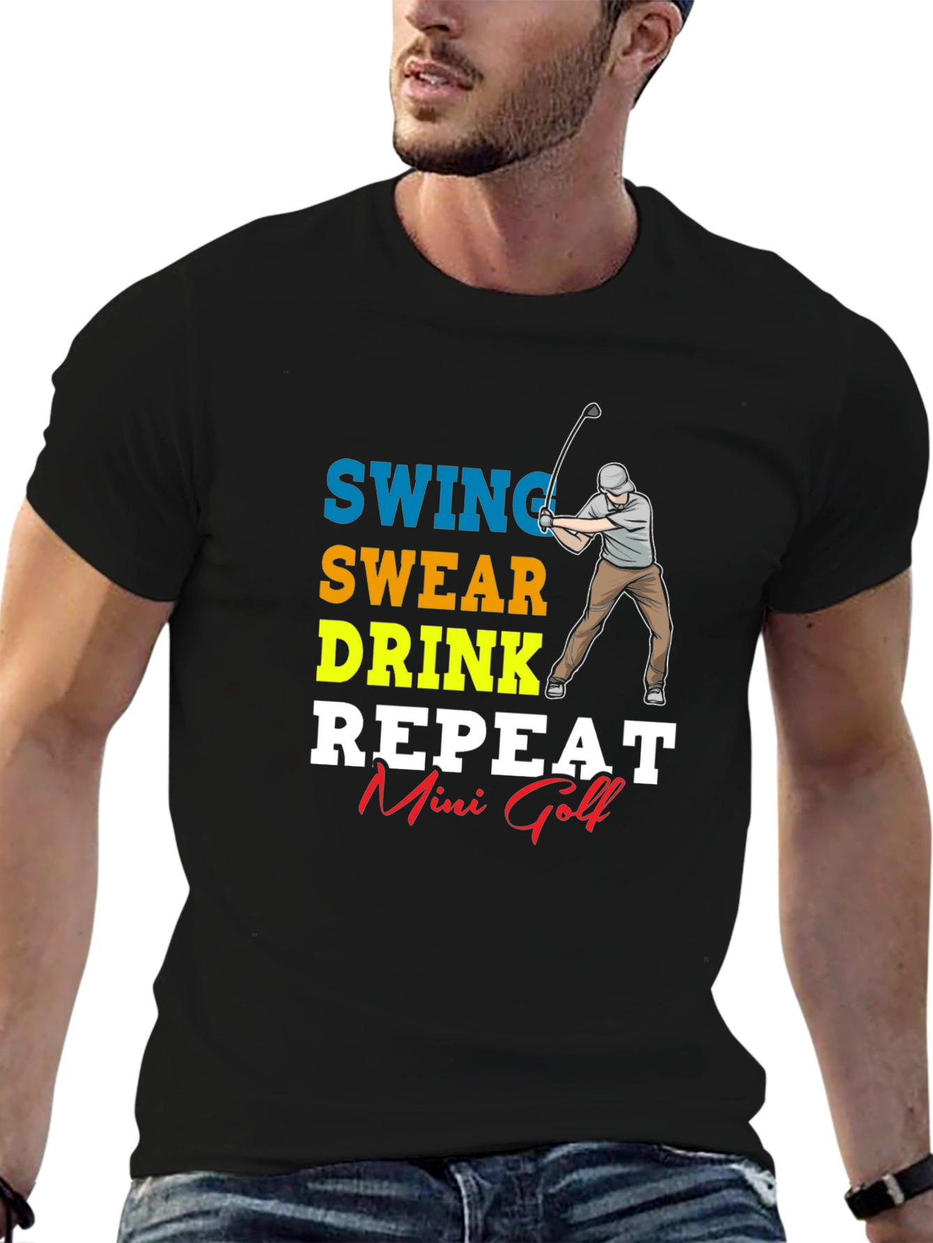 Swing Swear Drink Repeat Mini Golf T-Shirt