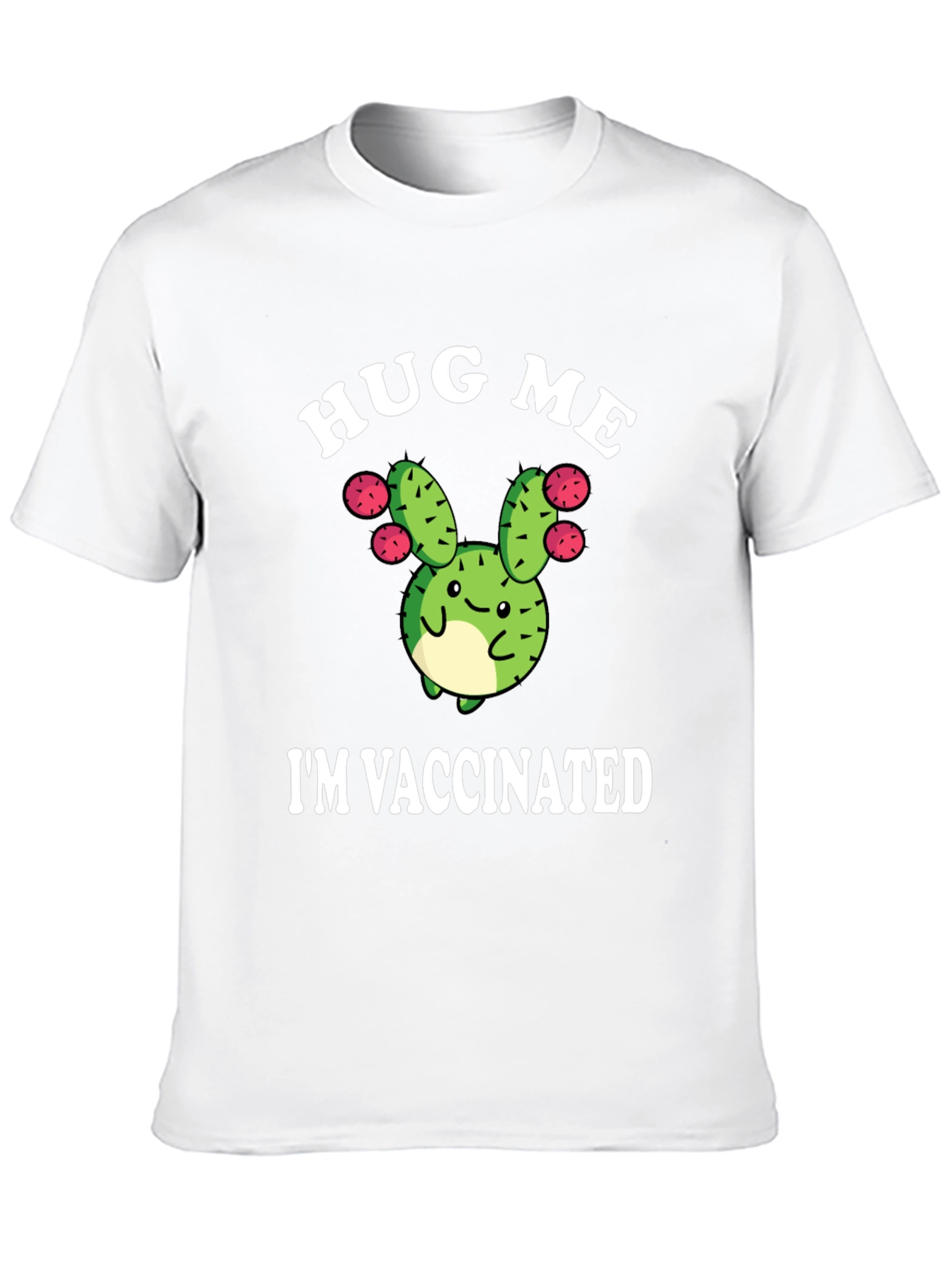 Hug Me Im Vaccinated Funny Cactus T-Shirt
