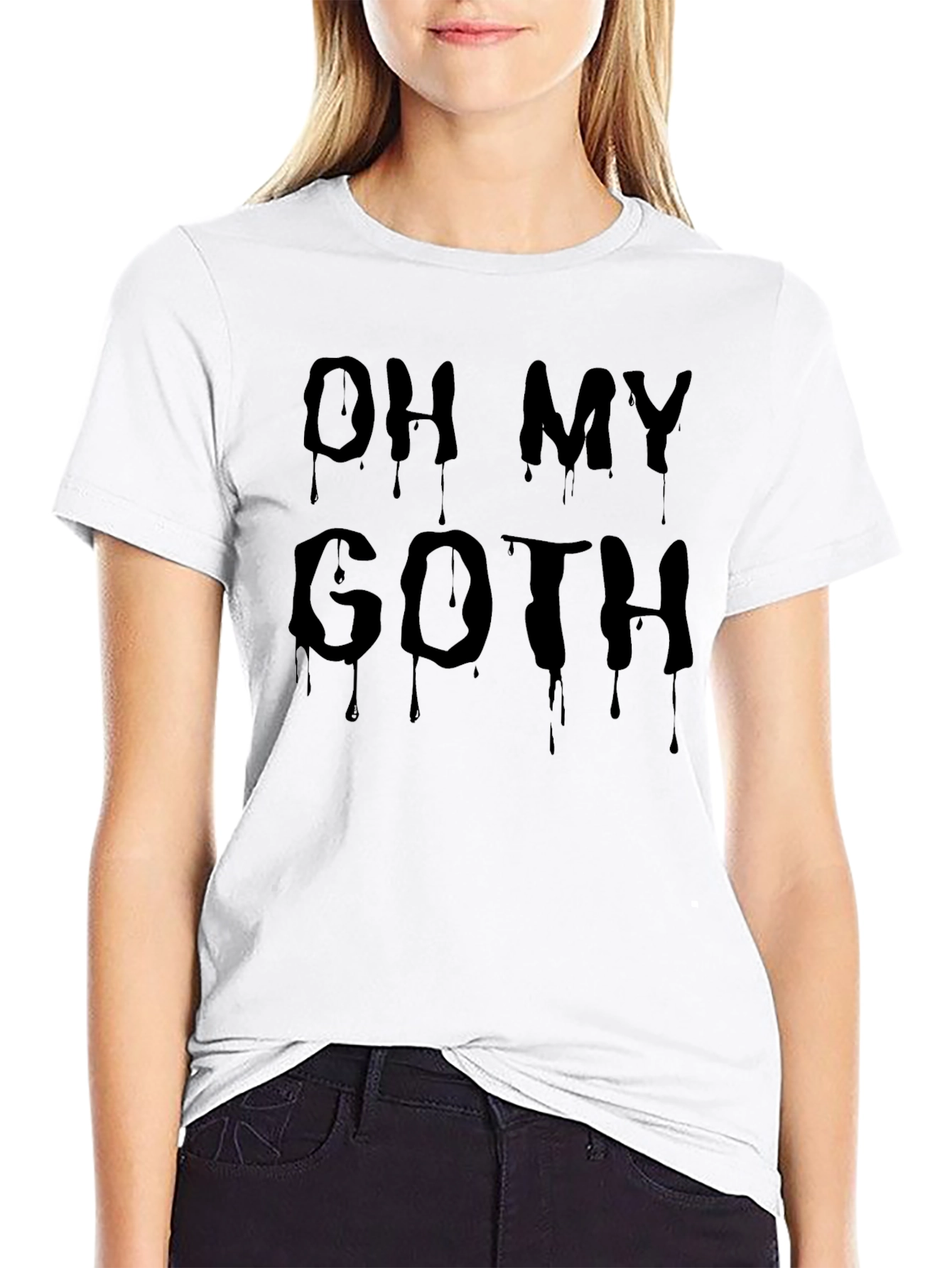 Oh My Goth Black Dripping Text T-Shirt