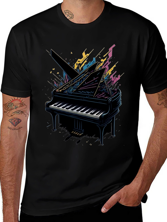 Abstract Piano Graphic Tee - Musician Style
